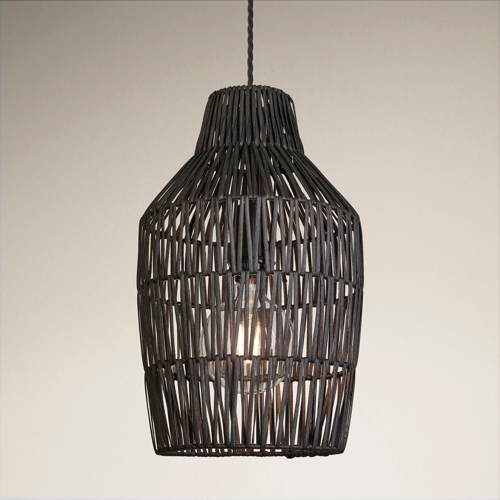 Boho Rattan Ceiling Pendant Light - 11 Inch - Vase