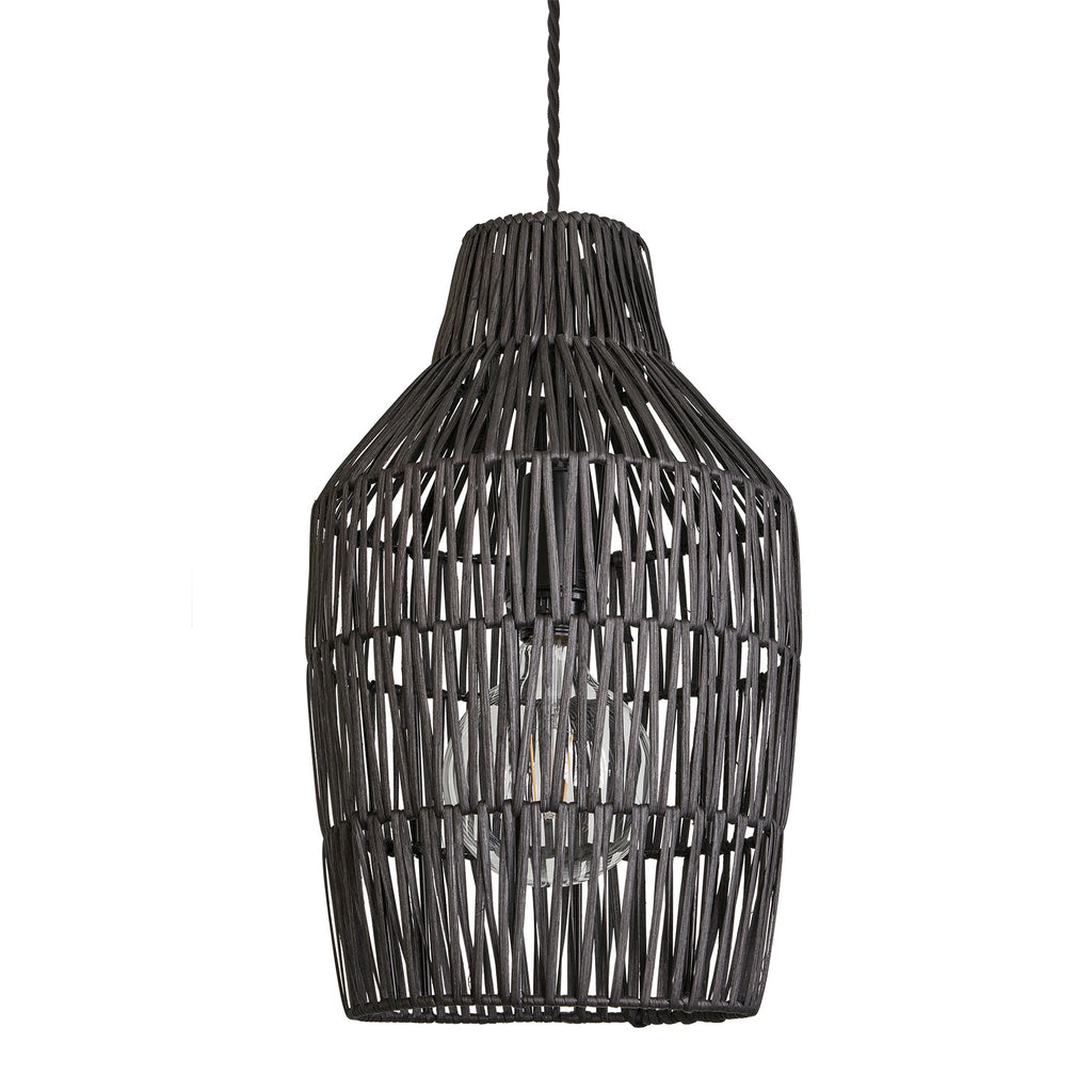 Boho Rattan Ceiling Pendant Light - 11 Inch - Vase