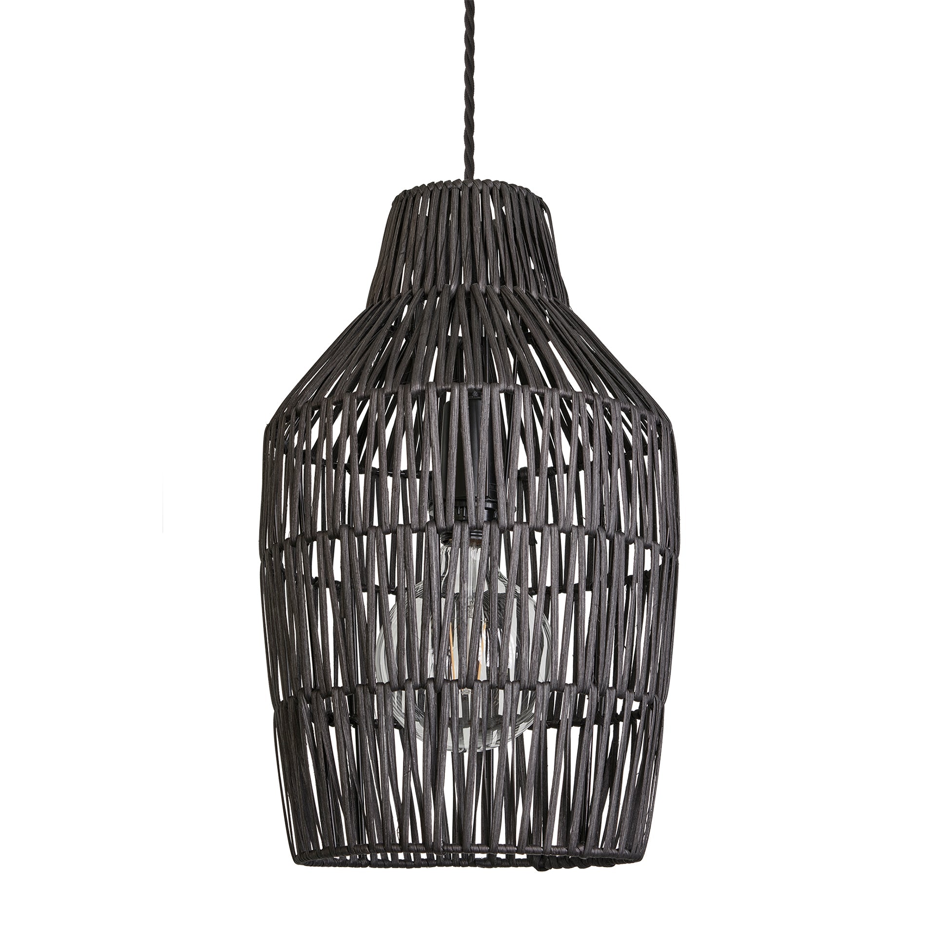 Boho Rattan Ceiling Pendant Light - 11 Inch - Vase