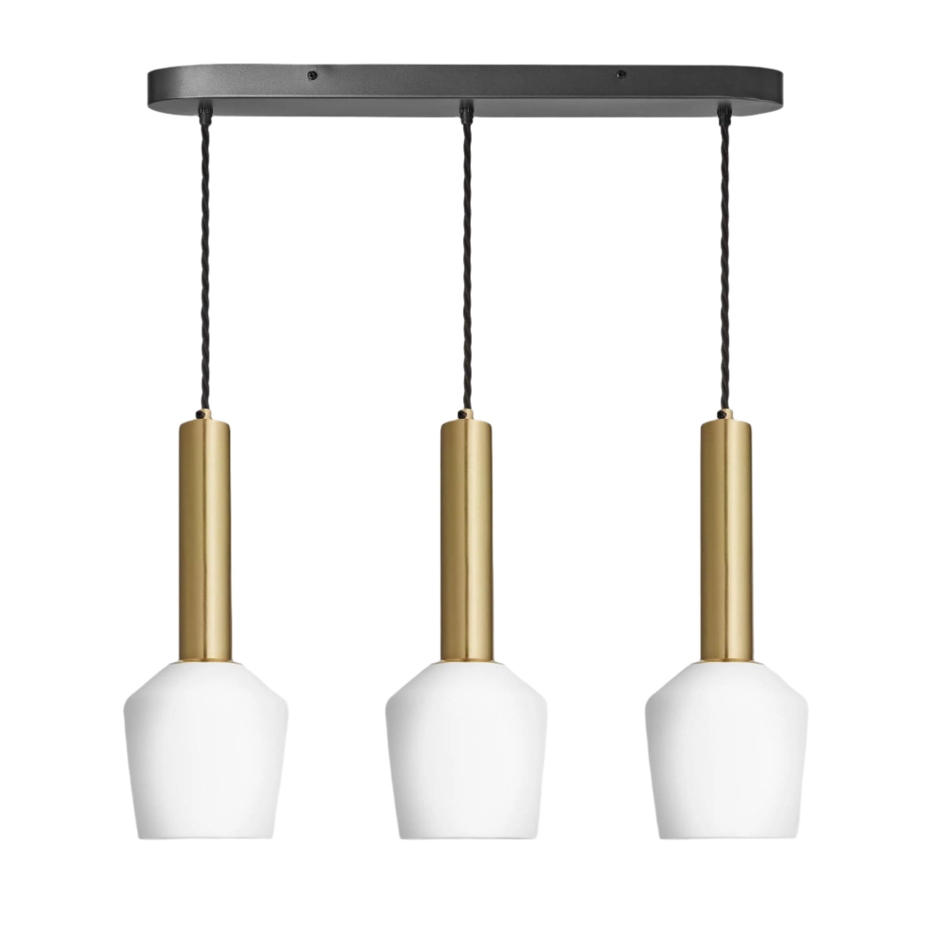 Sleek Cylinder Opal Glass Schoolhouse 3 Wire Oval Cluster Lights - 5.5 inch - White