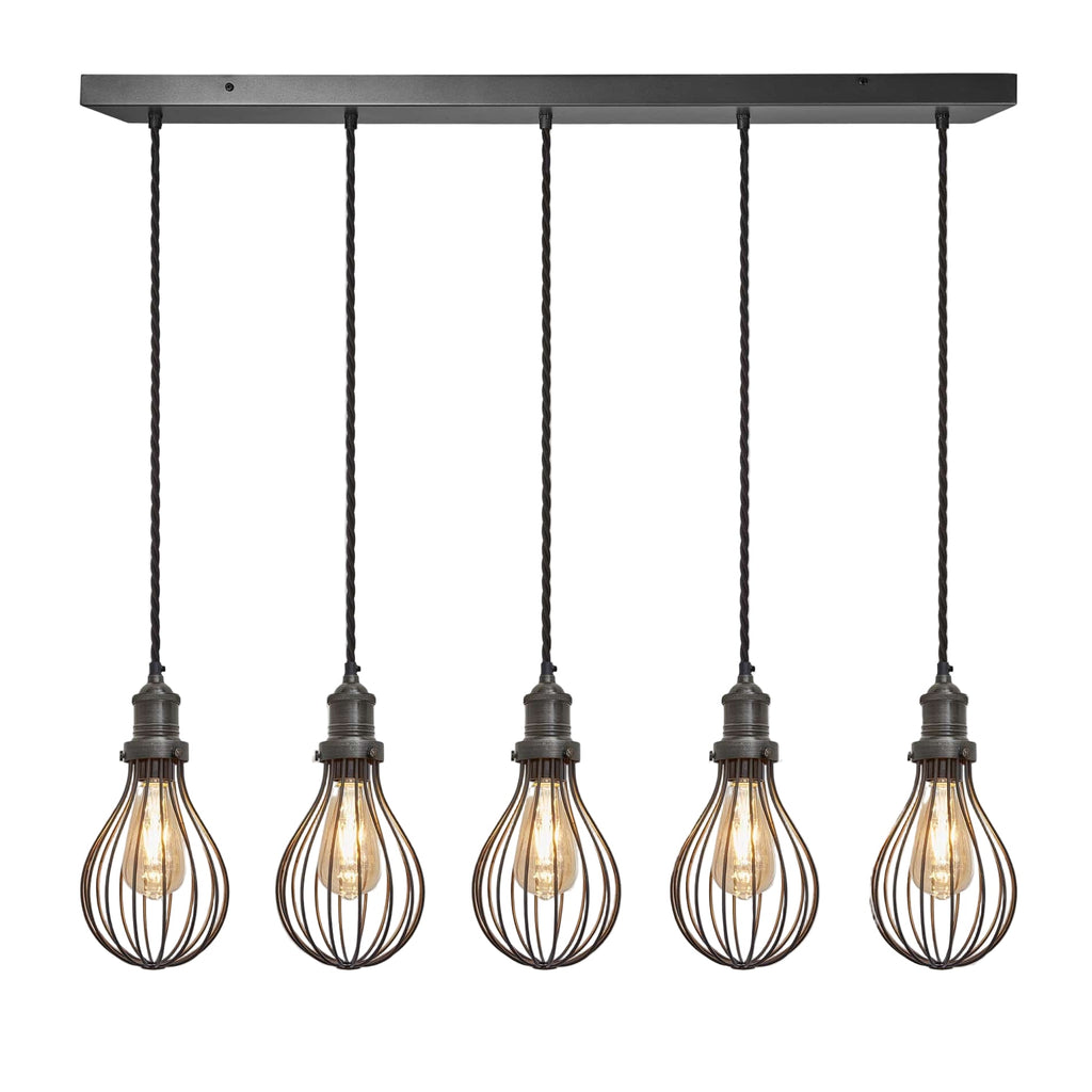 Brooklyn Balloon Cage 5 Wire Cluster Lights - 6 inch - Pewter