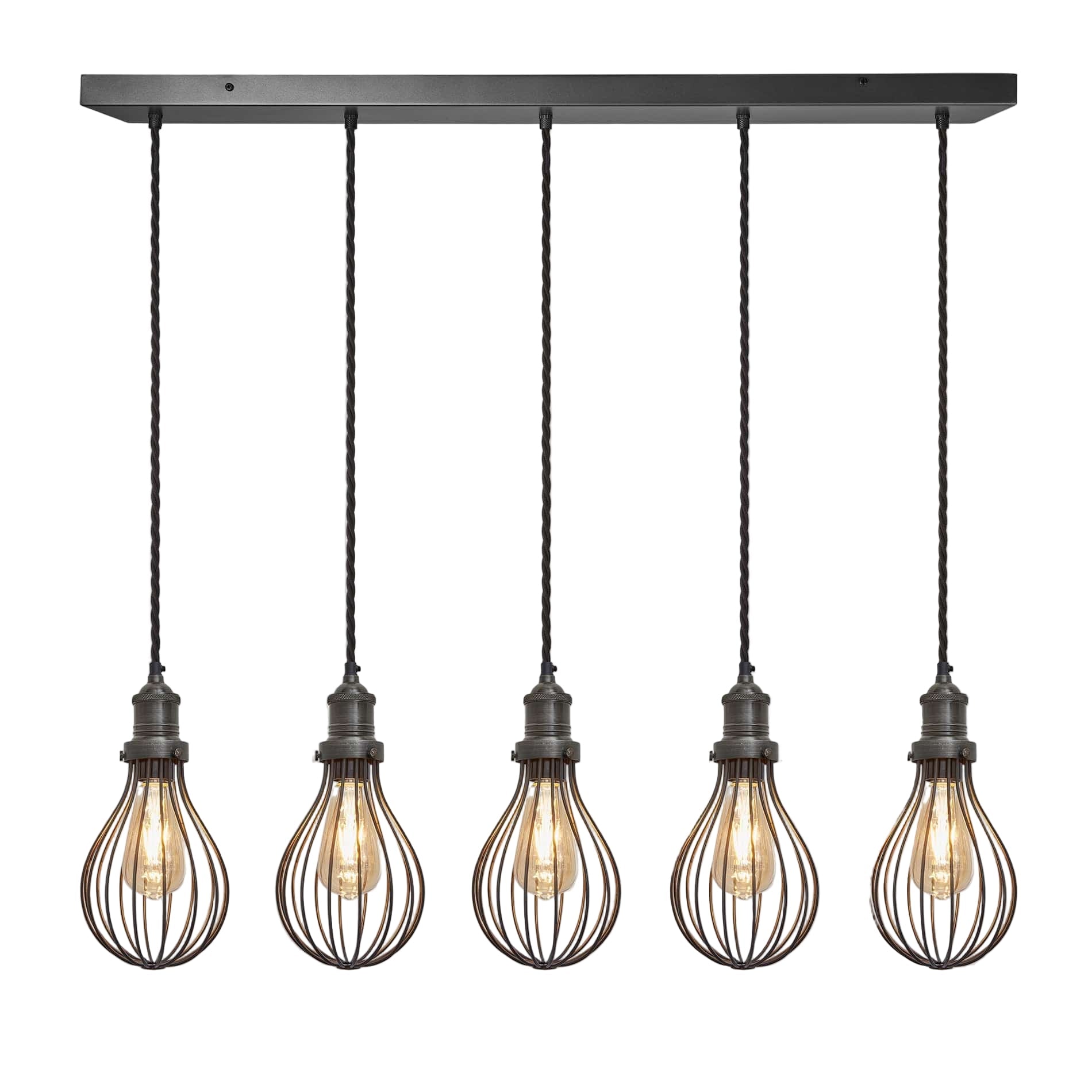 Brooklyn Balloon Cage 5 Wire Cluster Lights - 6 inch - Pewter