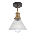 Brooklyn Glass Funnel Flush Mount - 7 Inch -  Brass Holder