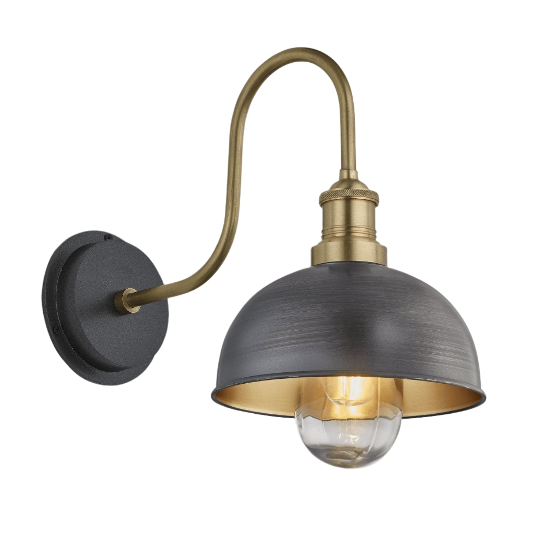 Swan Neck Outdoor & Bathroom Dome Wall Light - 8 Inch