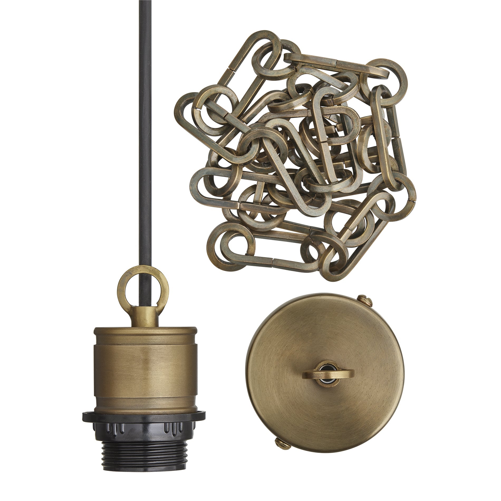 Albany Funnel Pendant Light - 16 inch - Brass - Chain Holder