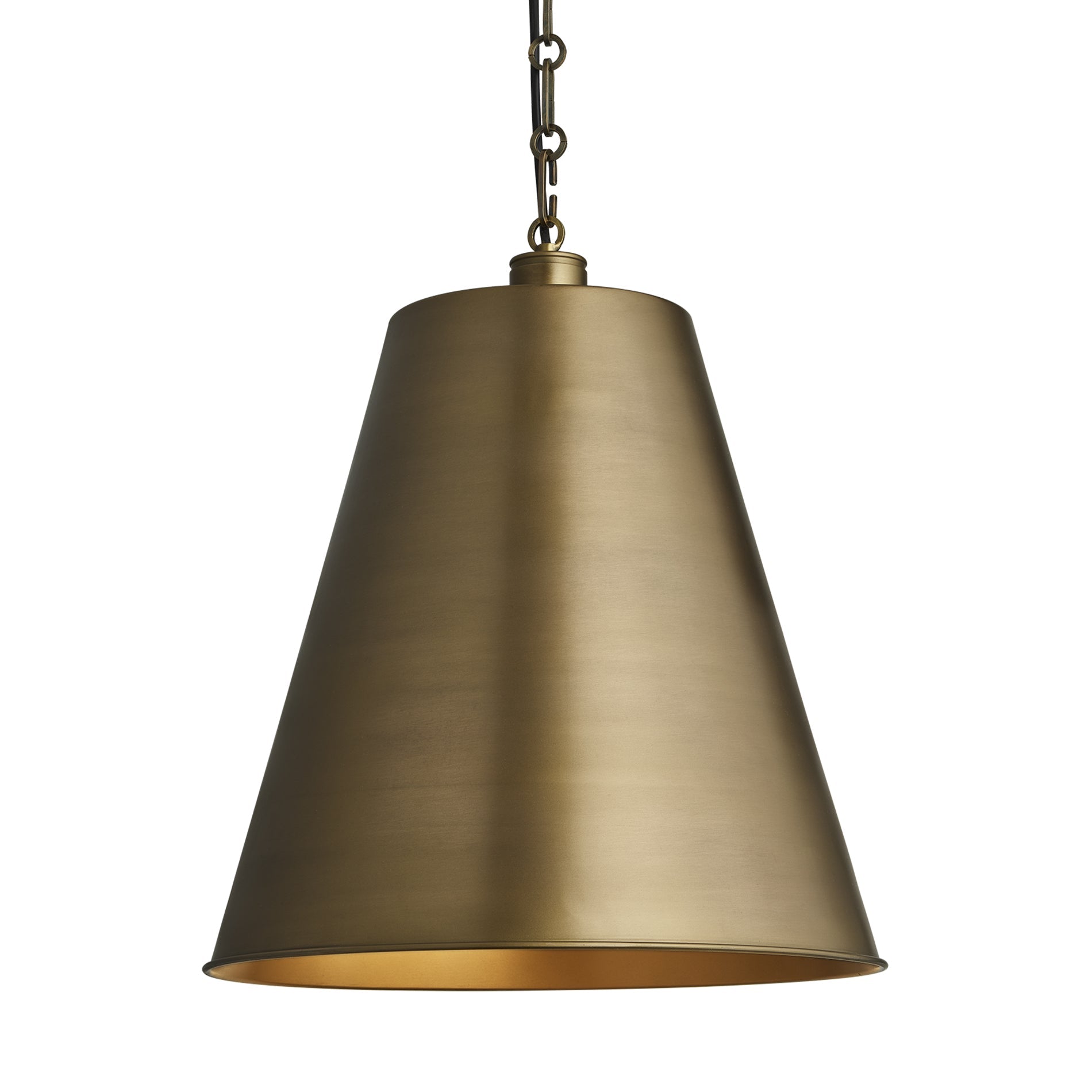 Albany Funnel Pendant Light - 16 inch - Brass - Chain Holder