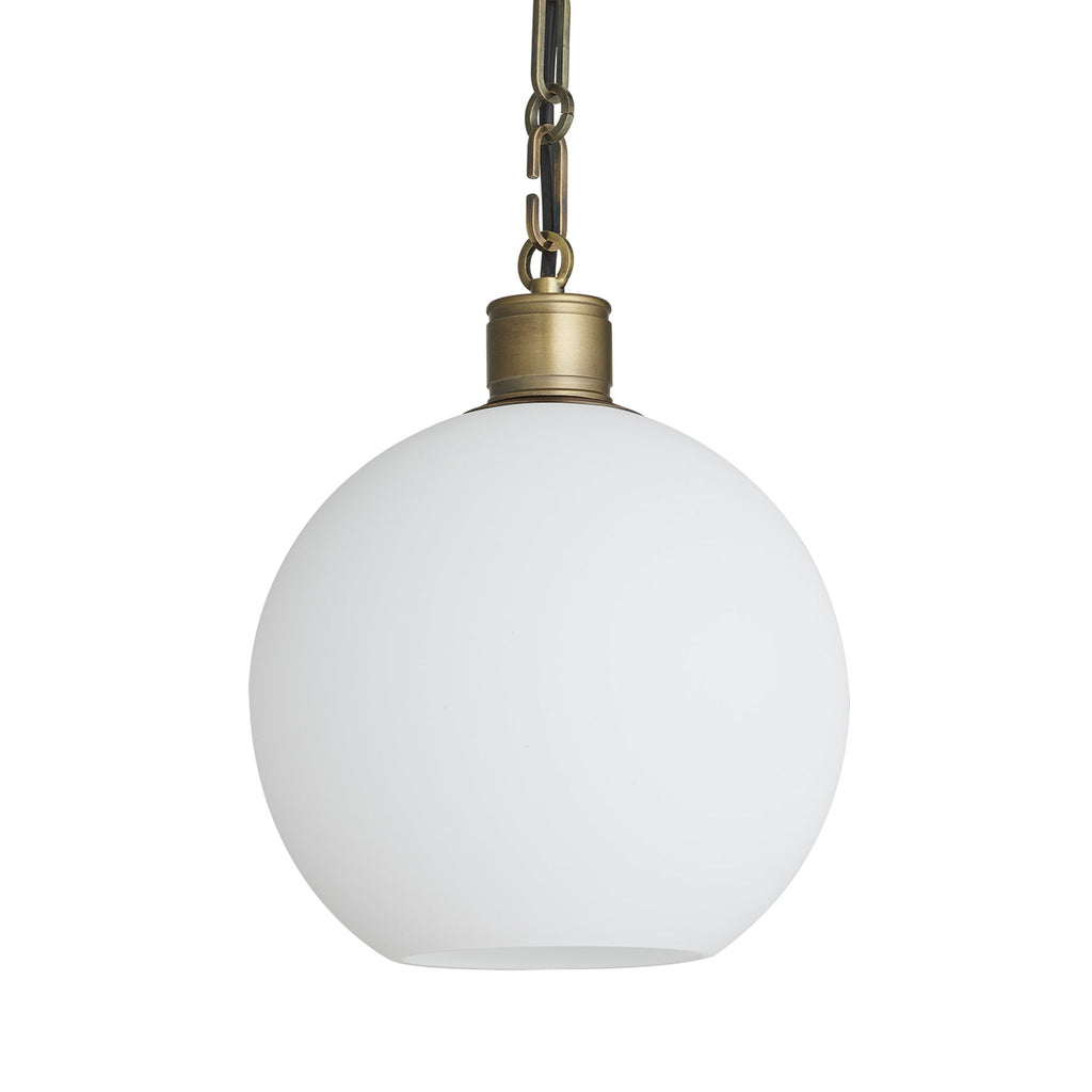 Albany Glass Globe Pendant Light - 9 Inch - Opal - Chain Holder
