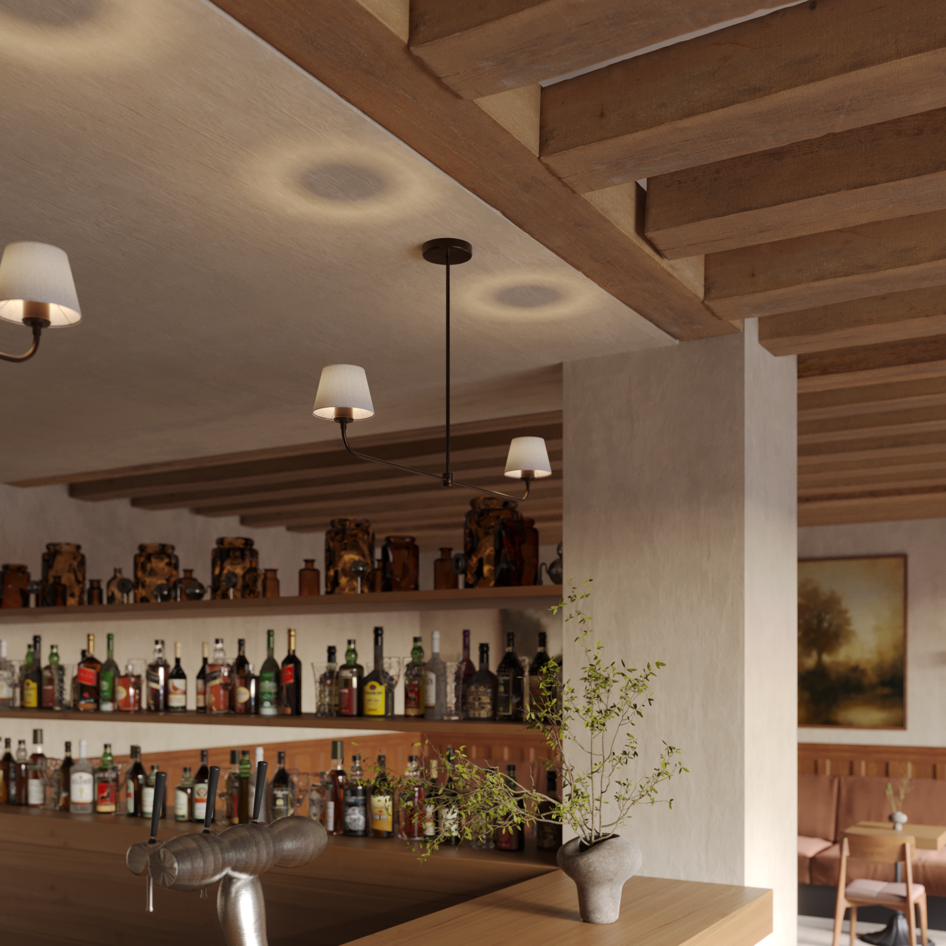 Albany Double Pendant Light - Natural Cotton Shades