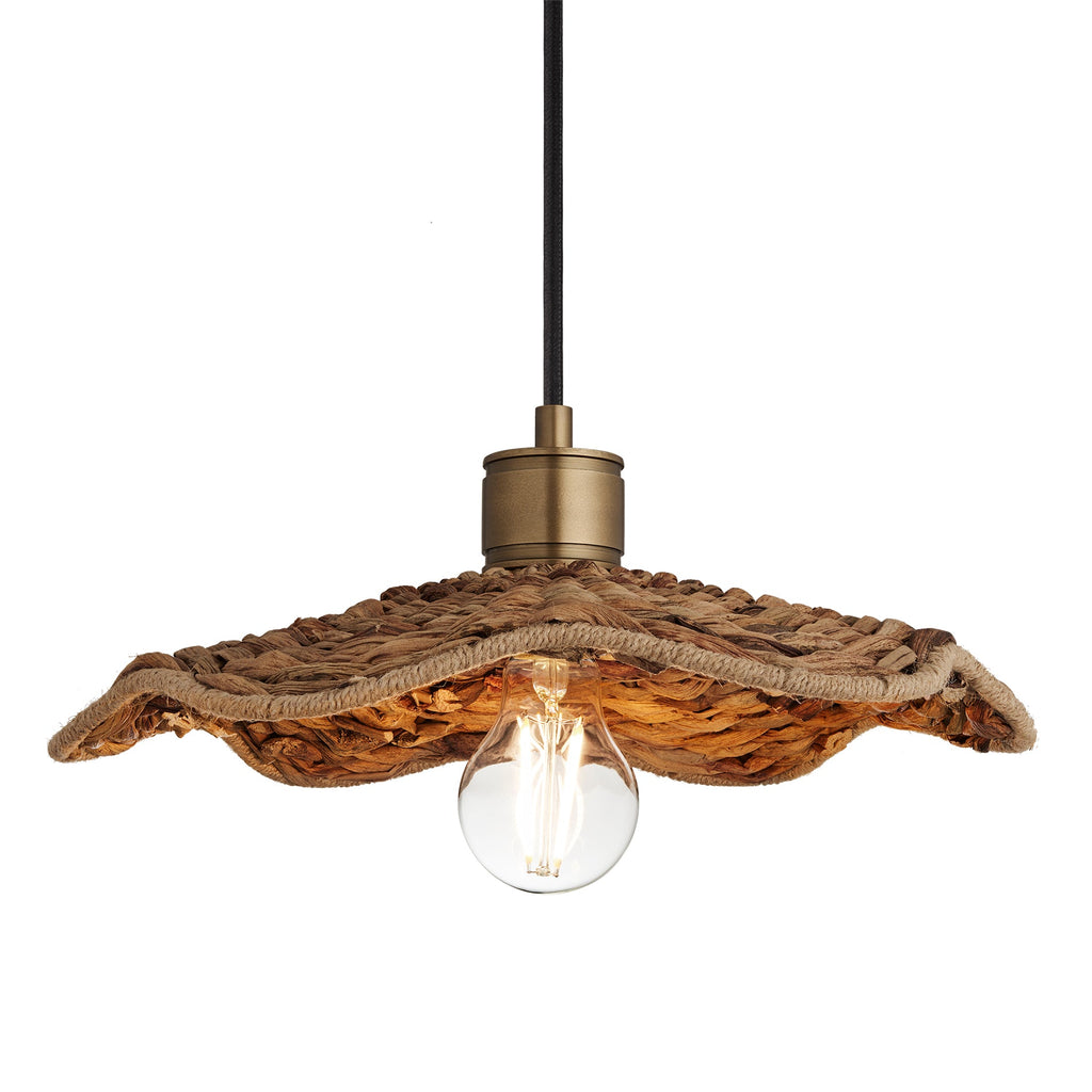 Albany Sea Grass Fluted Slope Pendant Light - 12 Inch - Natural