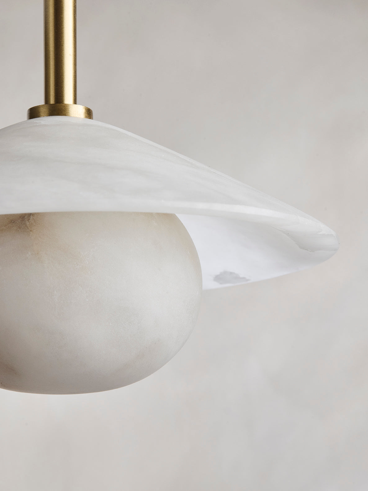 Alabaster Stone Slope Pendant Light - 8 Inch - Brass
