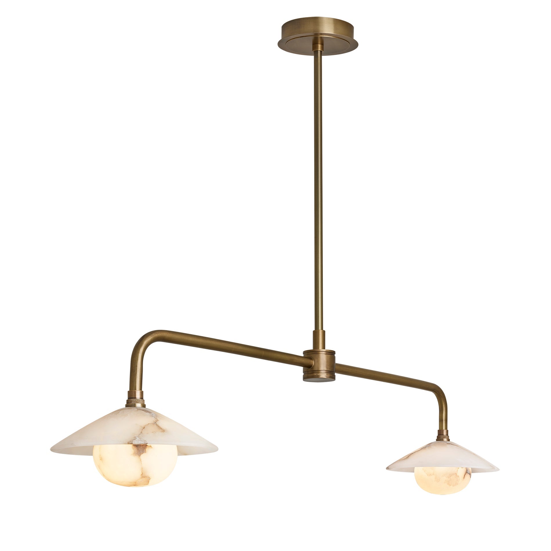 Alabaster Stone Slope Bar Pendant Light - Double - Brass