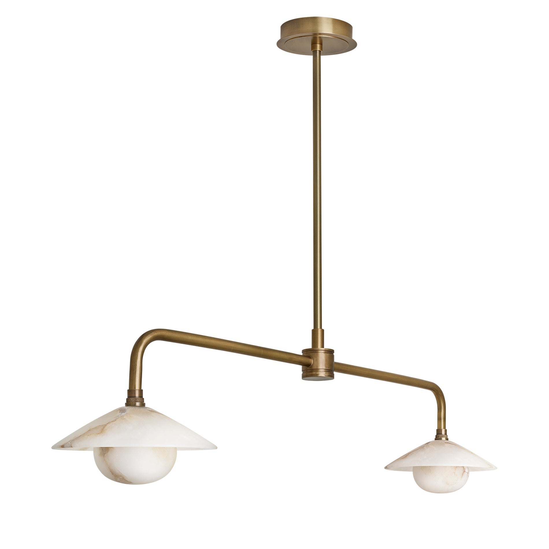 Alabaster Stone Slope Bar Pendant Light - Double - Brass