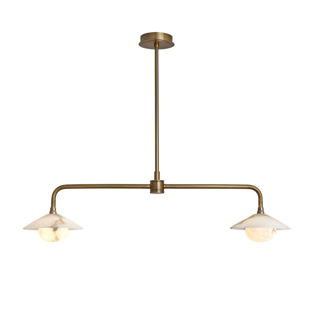 Alabaster Stone Slope Bar Pendant Light - Double - Brass