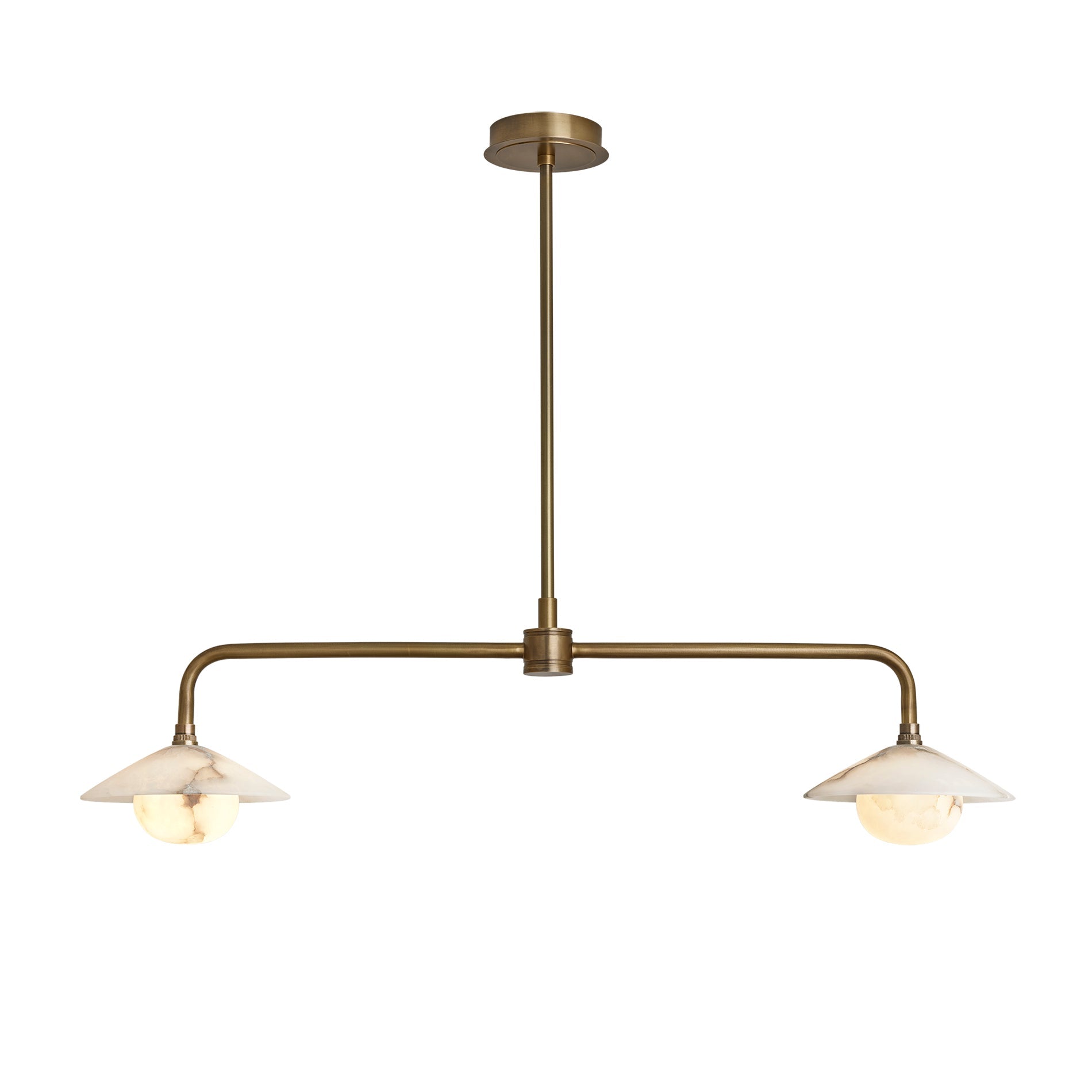 Alabaster Stone Slope Bar Pendant Light - Double - Brass