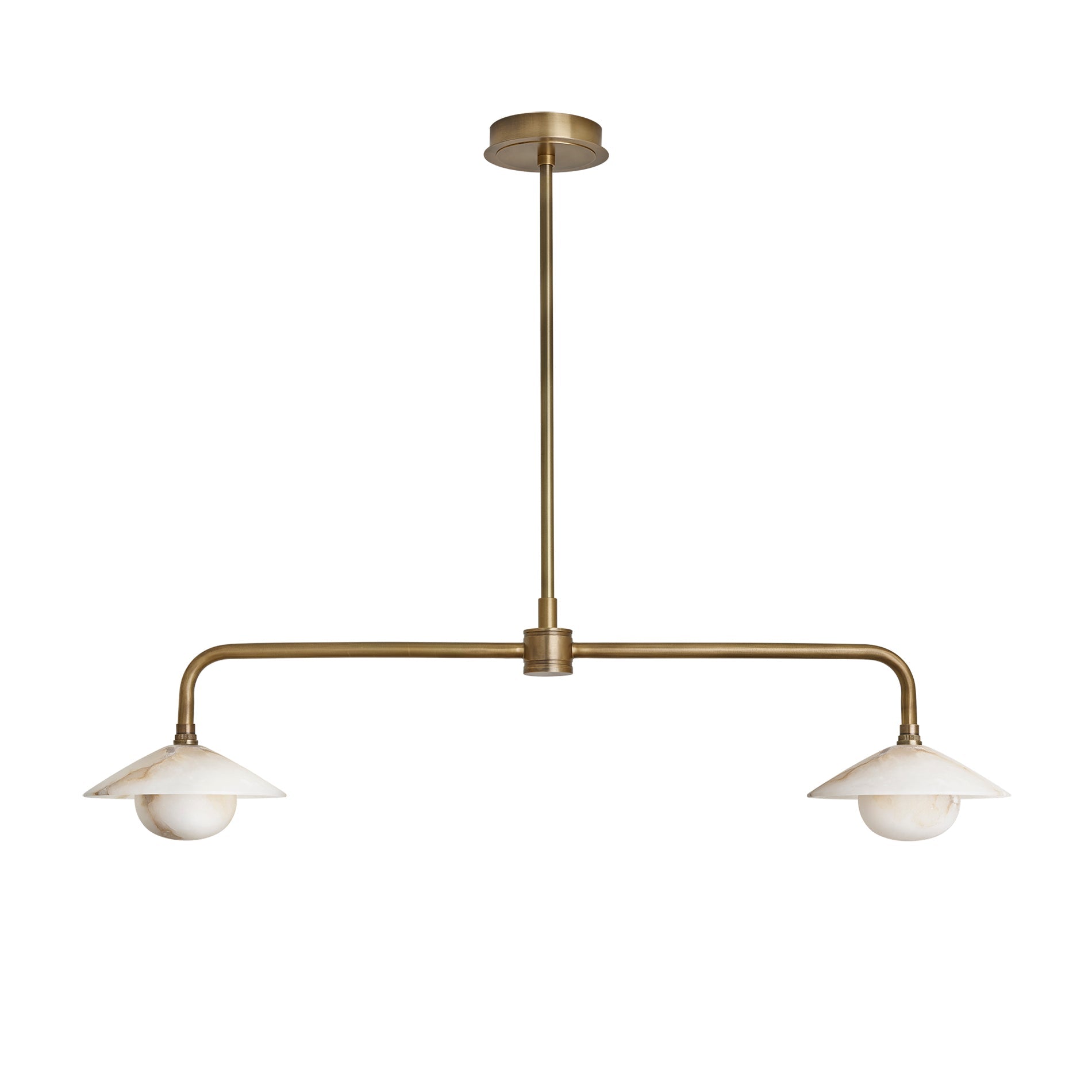 Alabaster Stone Slope Bar Pendant Light - Double - Brass