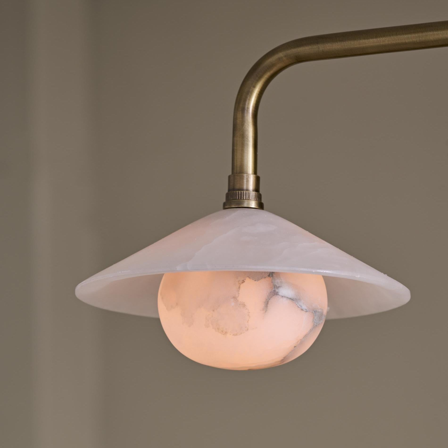 Alabaster Stone Slope Bar Pendant Light - Double - Brass