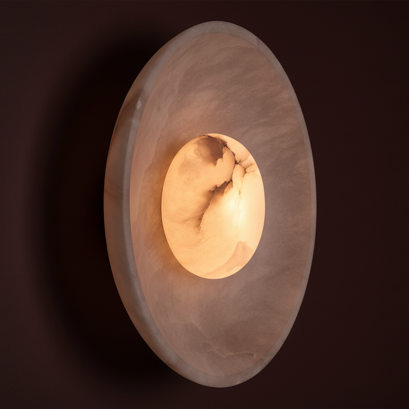 Alabaster Stone Diffuser Wall Light - 10 inch - White
