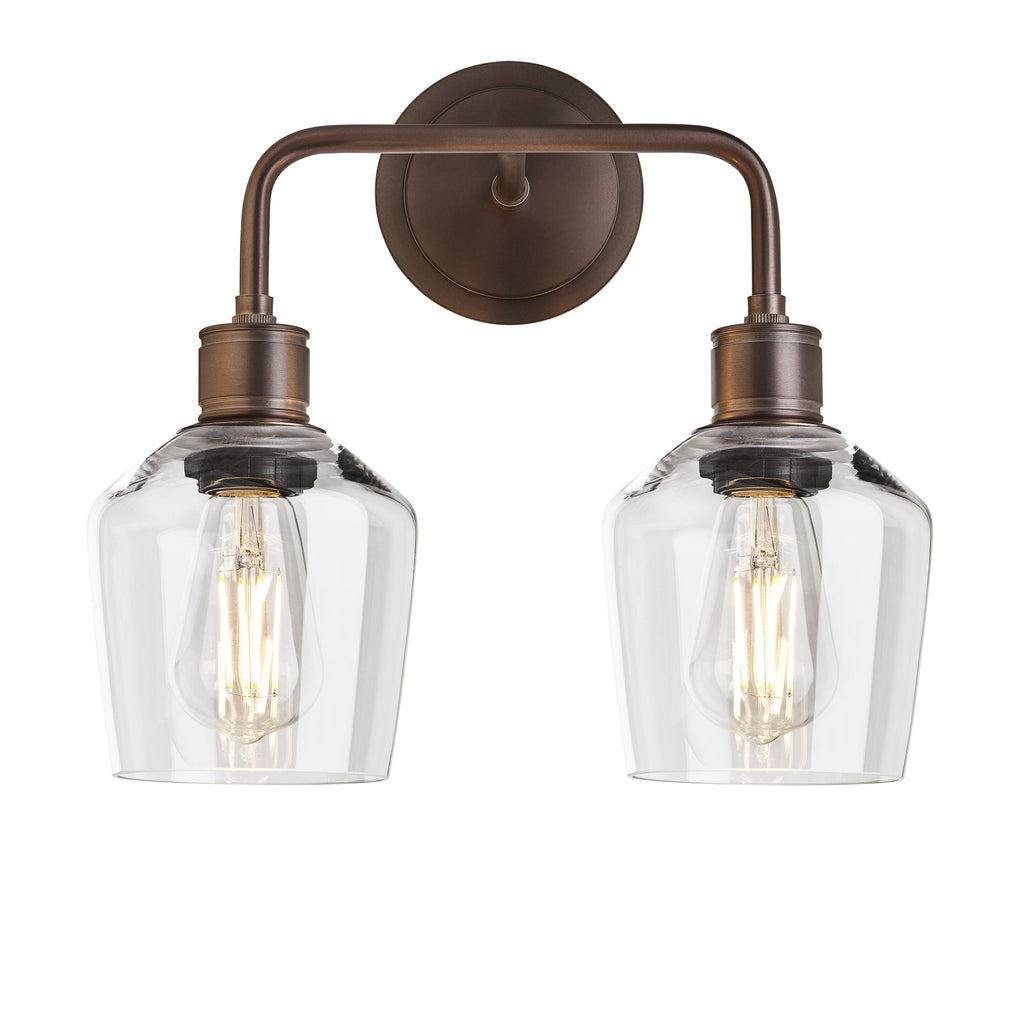 Albany Glass Schoolhouse Double Wall Light - 5.5 Inch