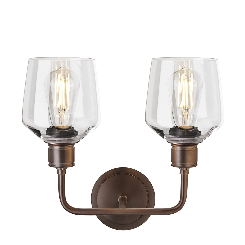 Albany Glass Schoolhouse Double Wall Light - 5.5 Inch