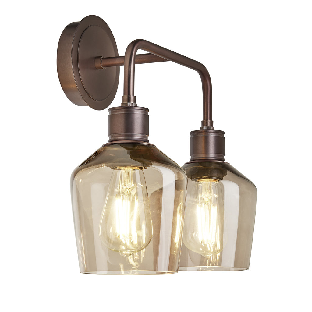 Albany Glass Schoolhouse Double Wall Light - 5.5 Inch
