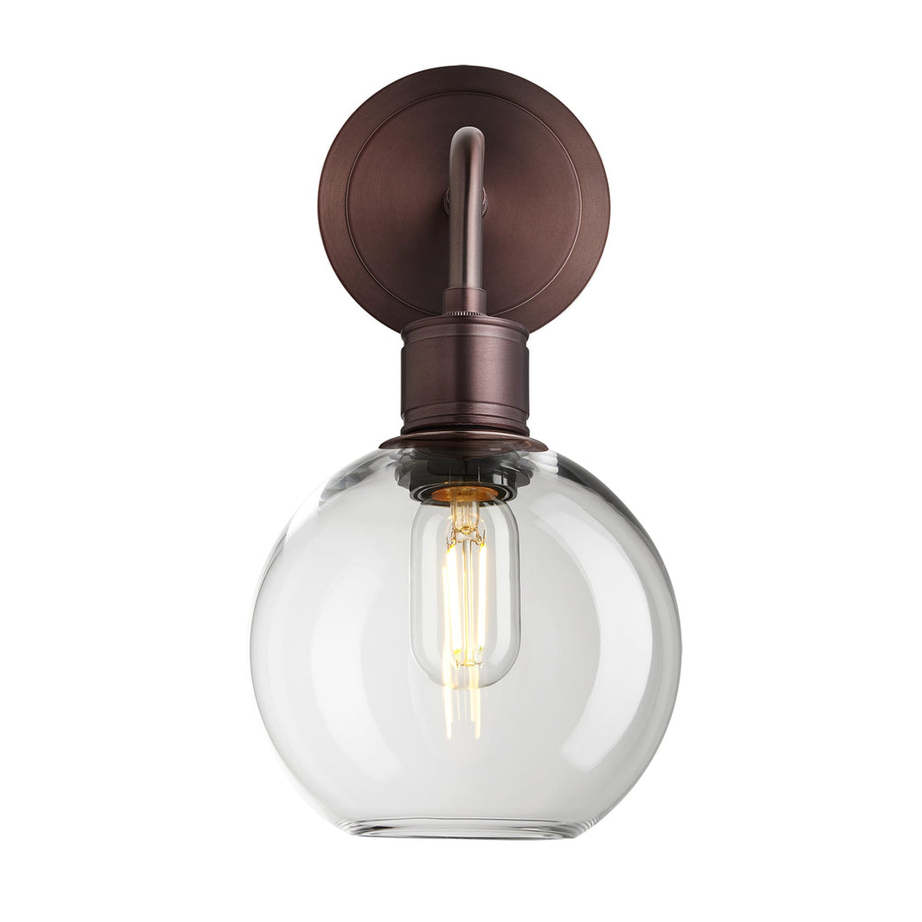 Albany Glass Globe Single Wall Light - 7 Inch