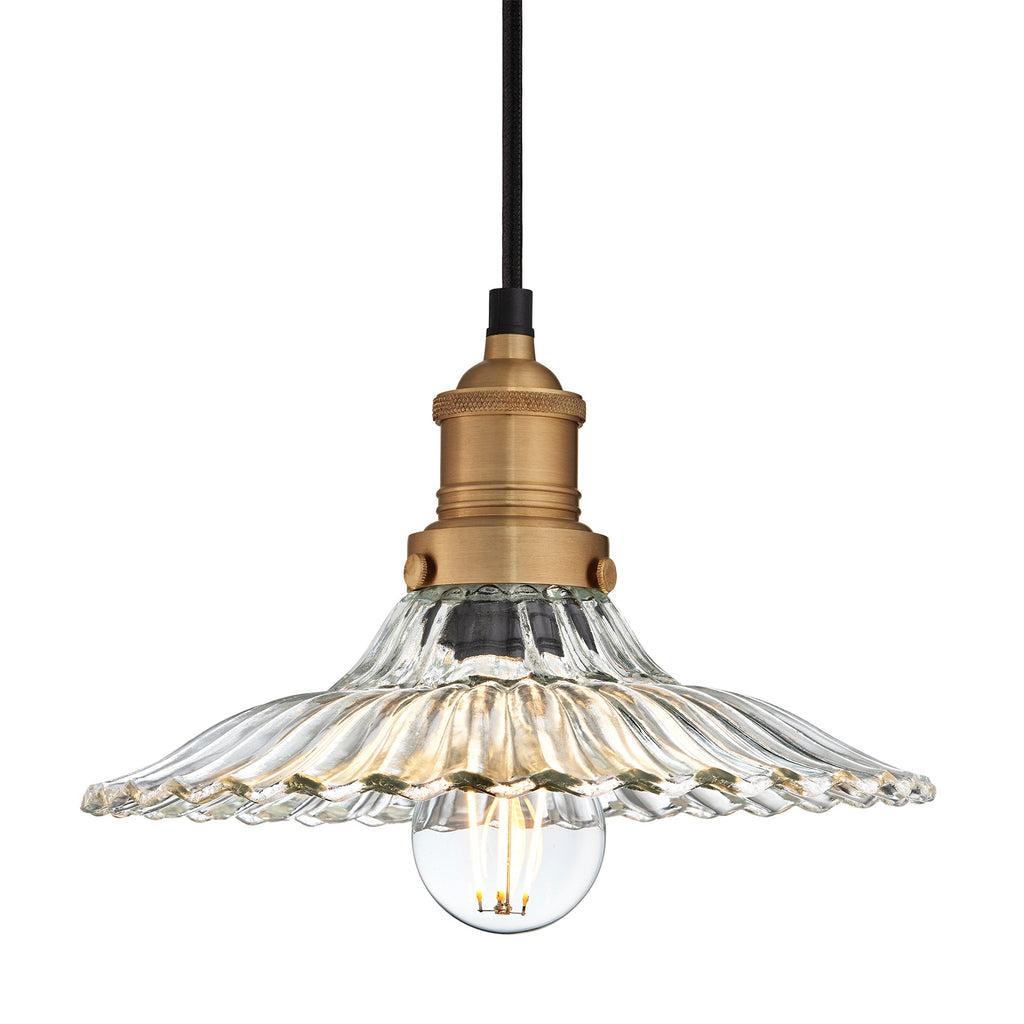 Brooklyn Glass Fluted Slope Pendant Light - 10 Inch - Clear