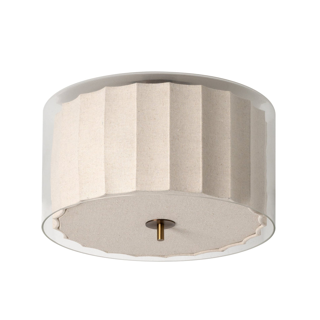 Bude Circular Flush Mount - Linen & Clear Glass