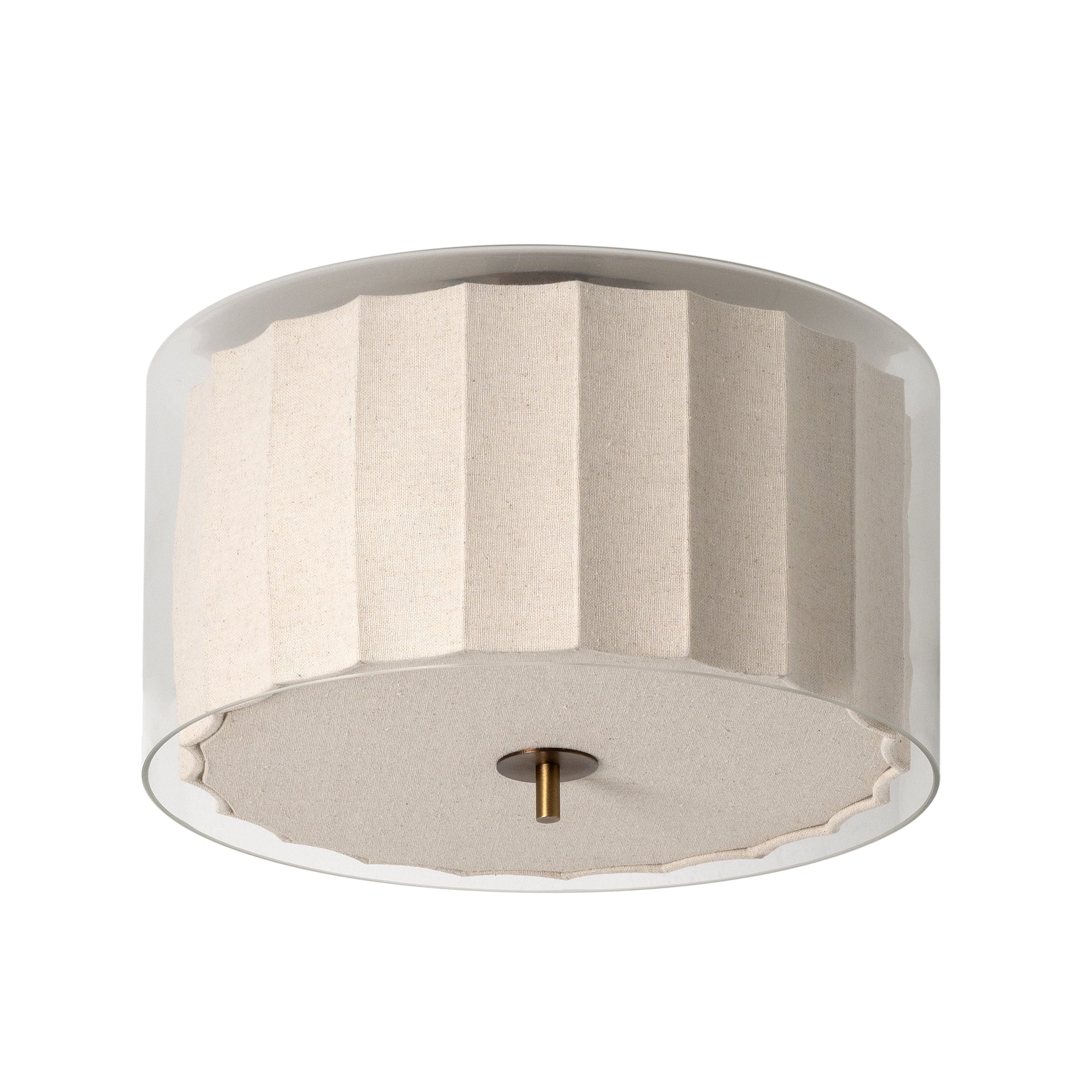 Bude Circular Flush Mount - Linen & Clear Glass