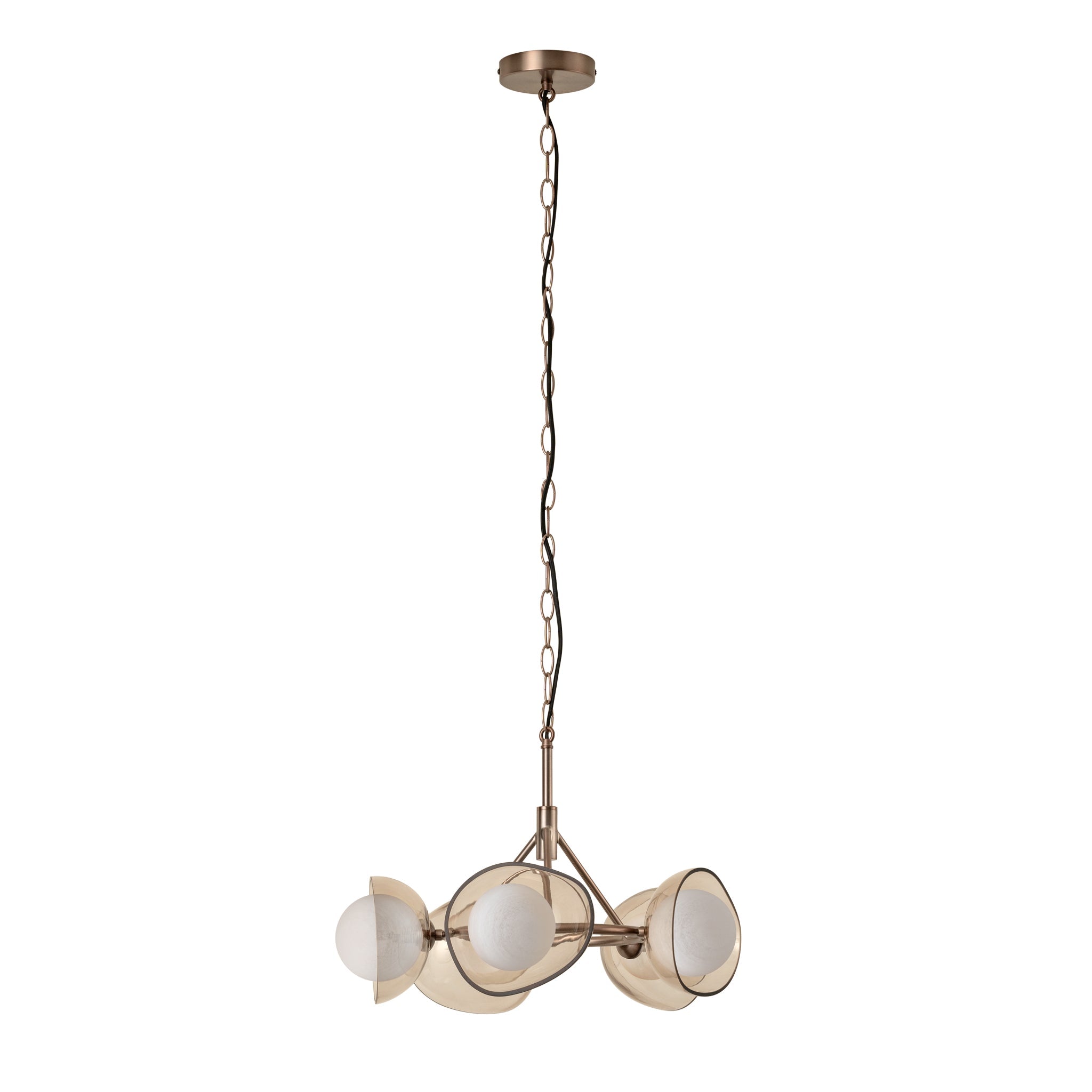 Dulwich Glass Layered Chandelier Light - 20 Inch - Mocha - Bronze