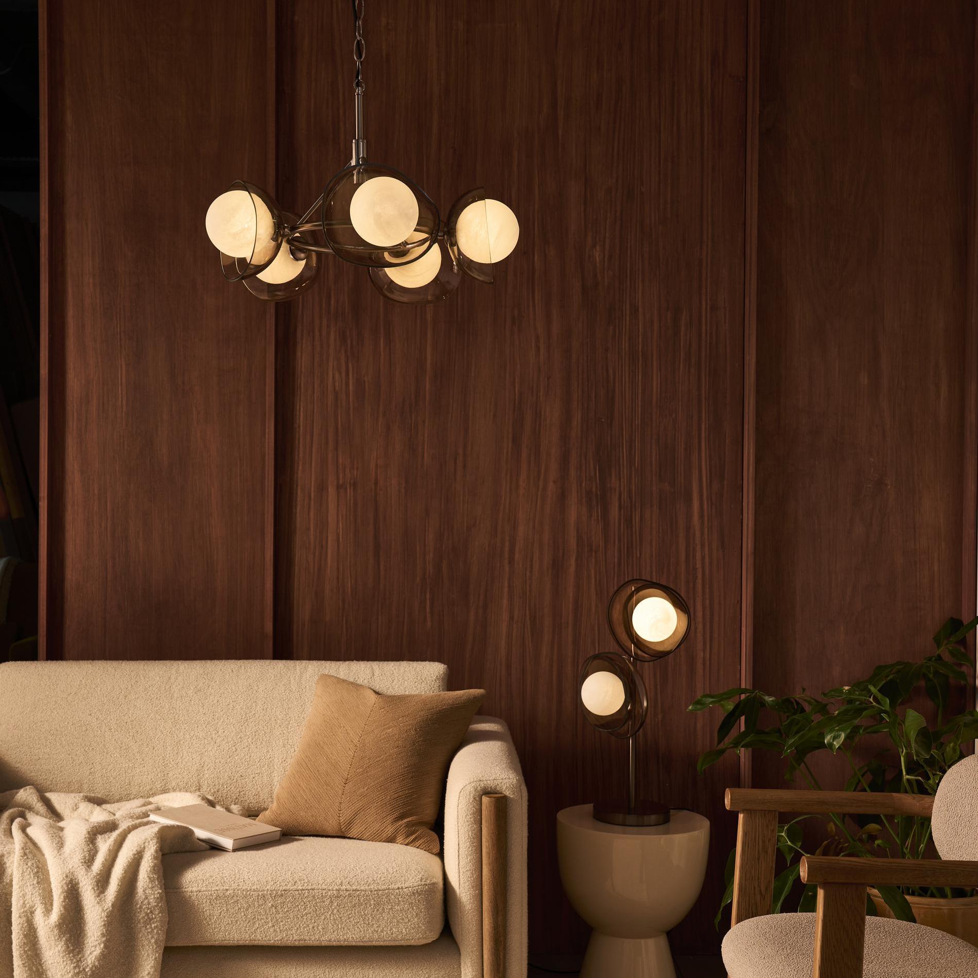 Dulwich Glass Layered Chandelier Light - 20 Inch - Mocha - Bronze