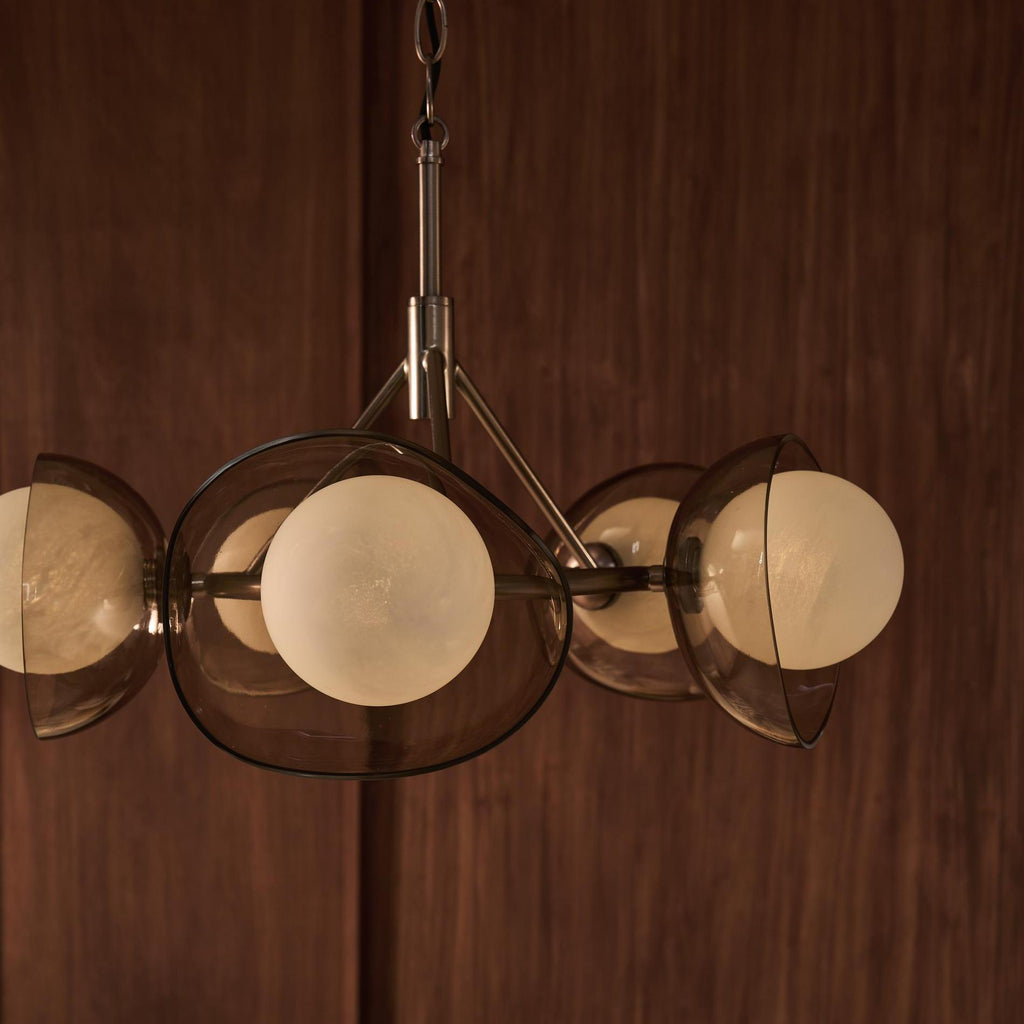 Dulwich Glass Layered Chandelier Light - 20 Inch - Mocha - Bronze
