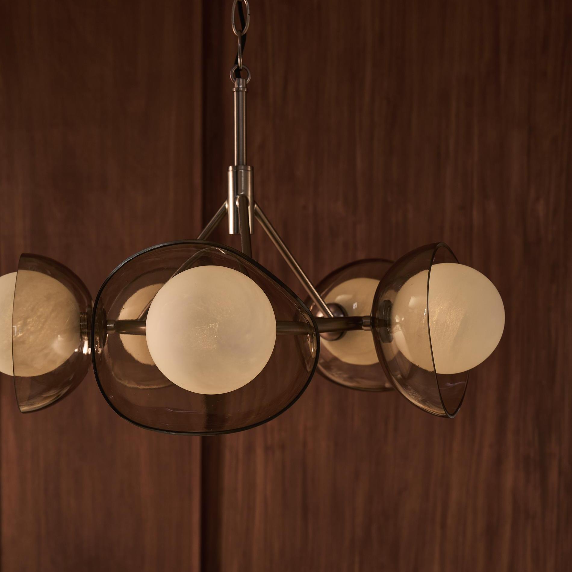 Dulwich Glass Layered Chandelier Light - 20 Inch - Mocha - Bronze