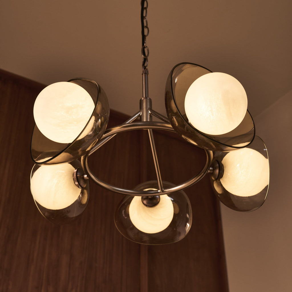 Dulwich Glass Layered Chandelier Light - 20 Inch - Mocha - Bronze