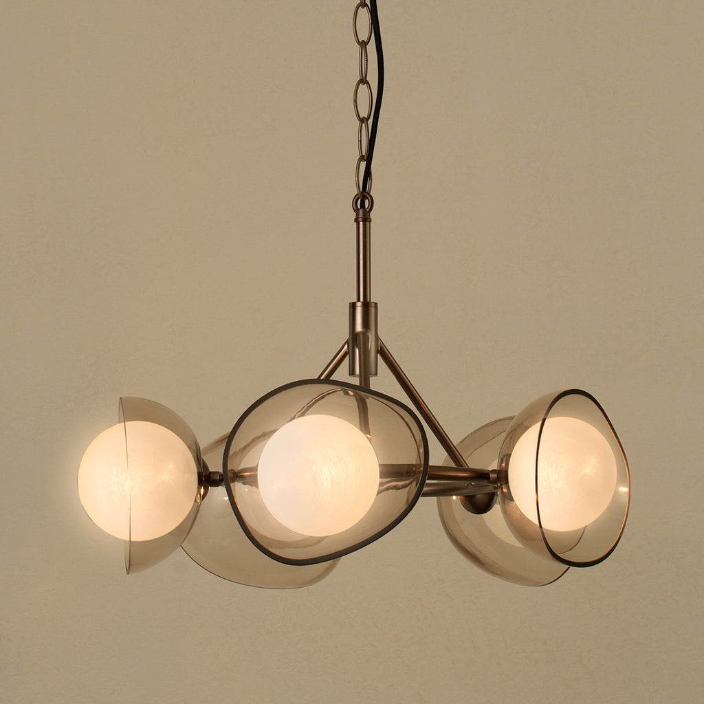 Dulwich Glass Layered Chandelier Light - 20 Inch - Mocha - Bronze
