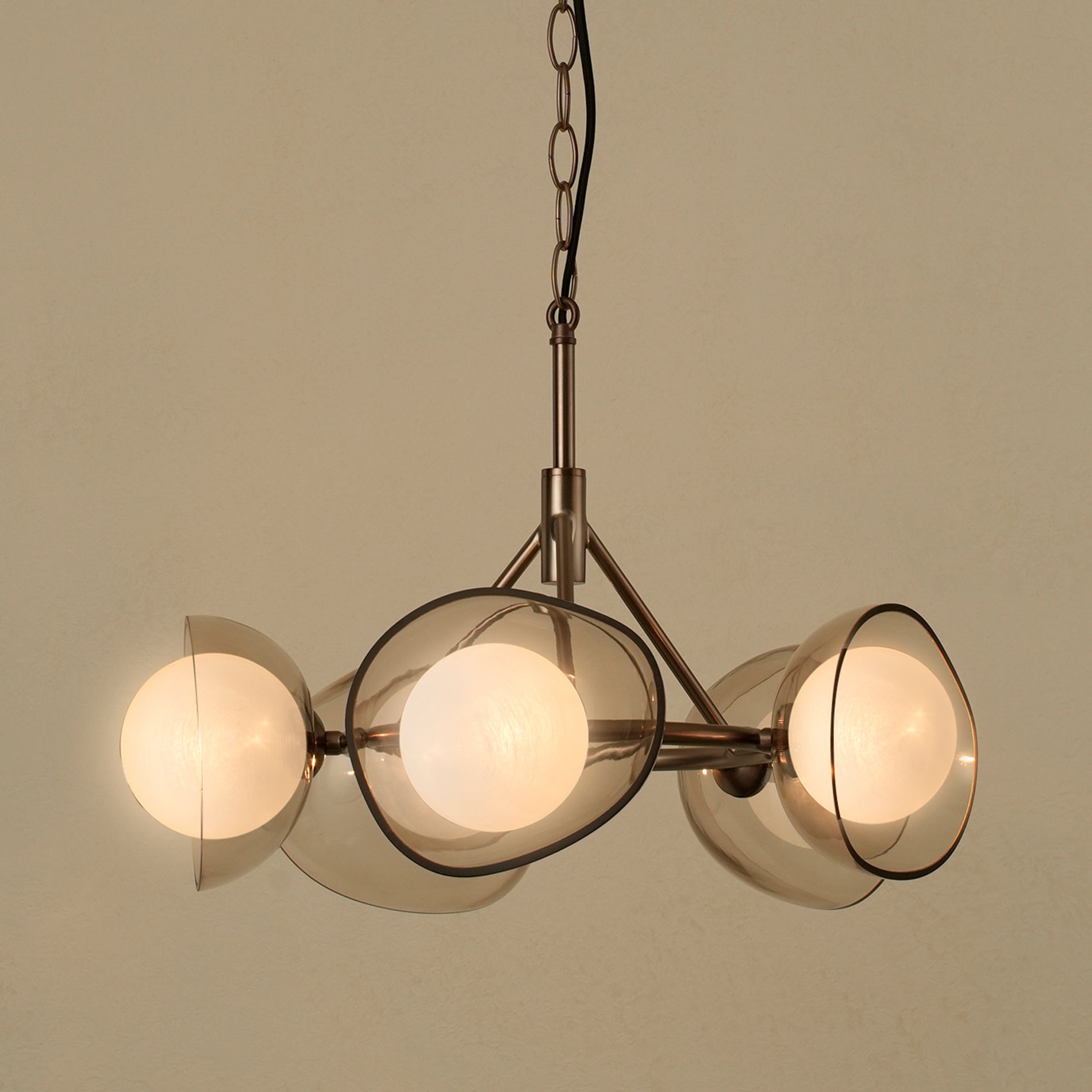 Dulwich Glass Layered Chandelier Light - 20 Inch - Mocha - Bronze