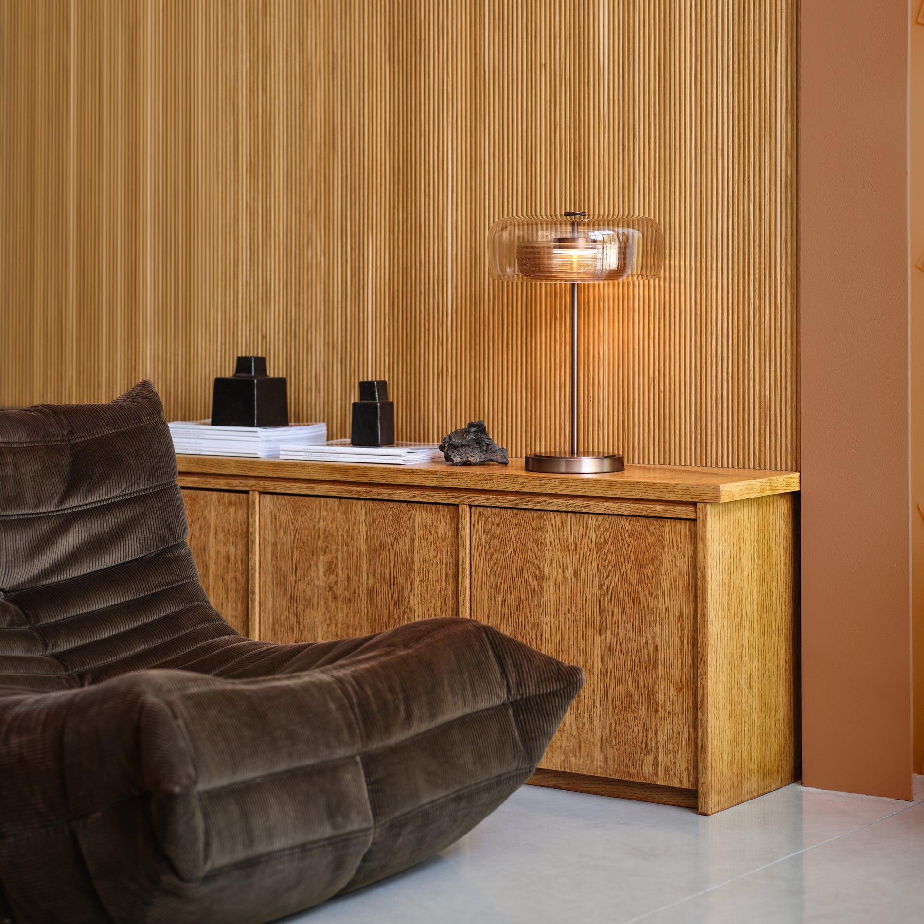 Selby Layered Glass Round Table Lamp - Mocha - Bronze