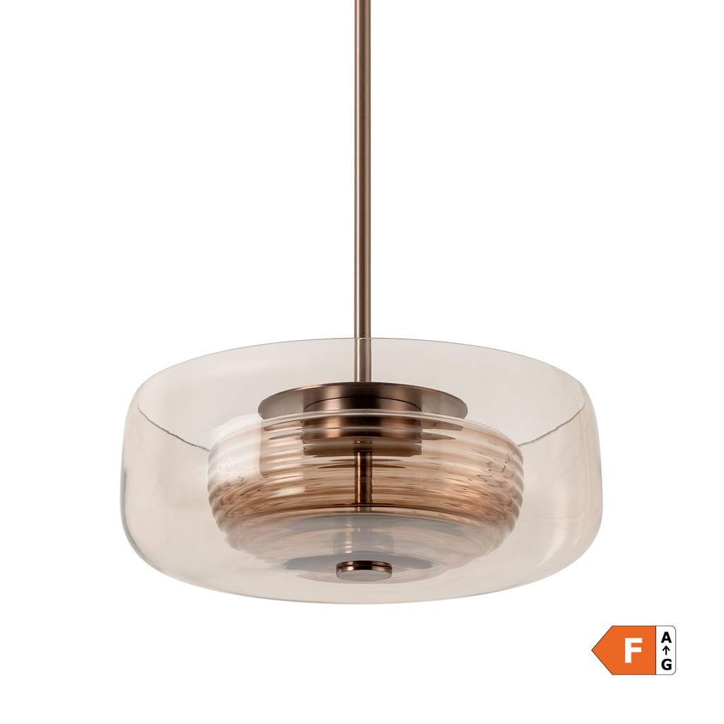 Selby Layered Glass Round Pendant Light - Mocha - Bronze