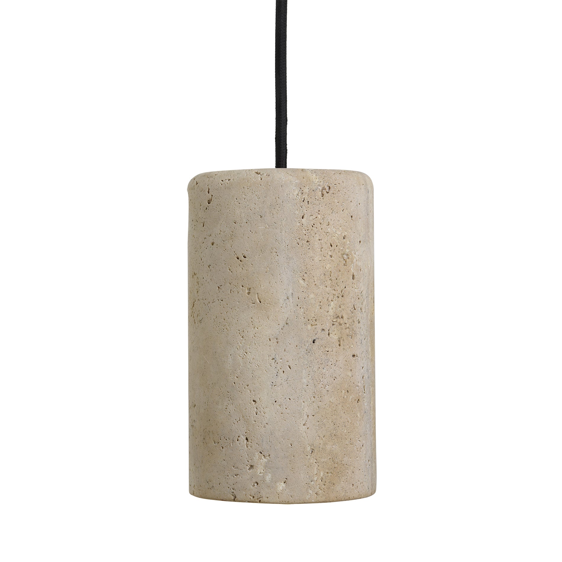 Travertine Stone Cylinder Pendant Light - 4 inch - Natural