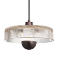 Albany Glass Ribbed Dish Pendant Light - 12 Inch - Clear
