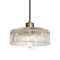 Albany Glass Ribbed Dish Pendant Light - 8 Inch - Clear