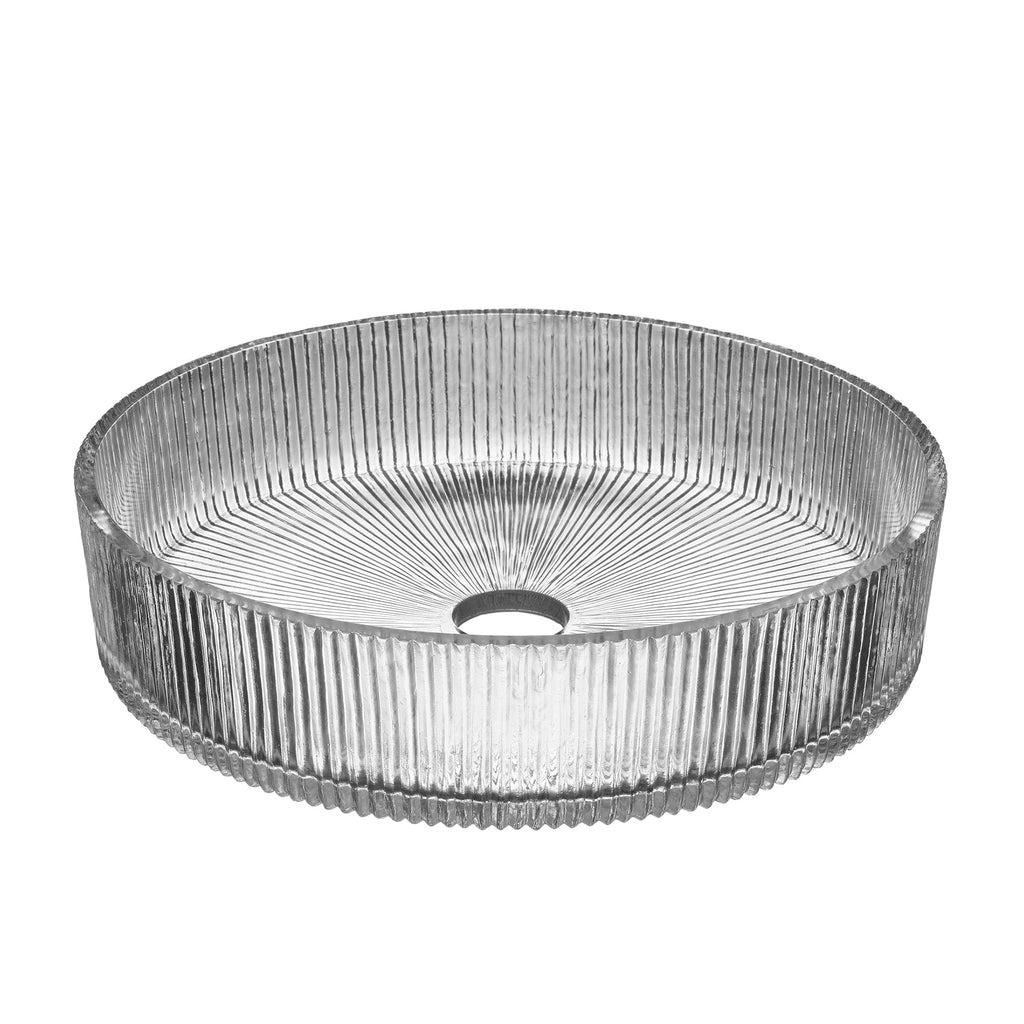 Chelsea Glass Ribbed Dish Pendant - 12 Inch - Clear