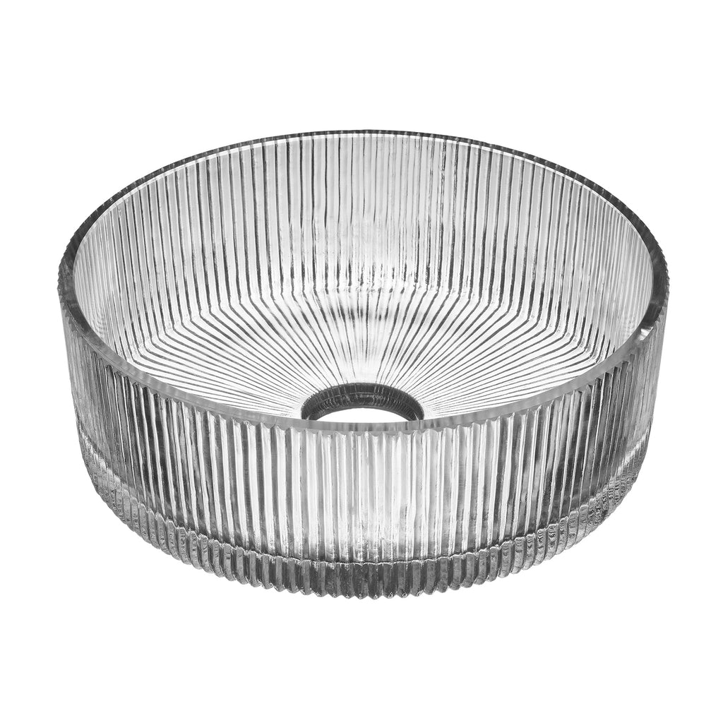 Albany Glass Ribbed Dish Pendant Light - 8 Inch - Clear
