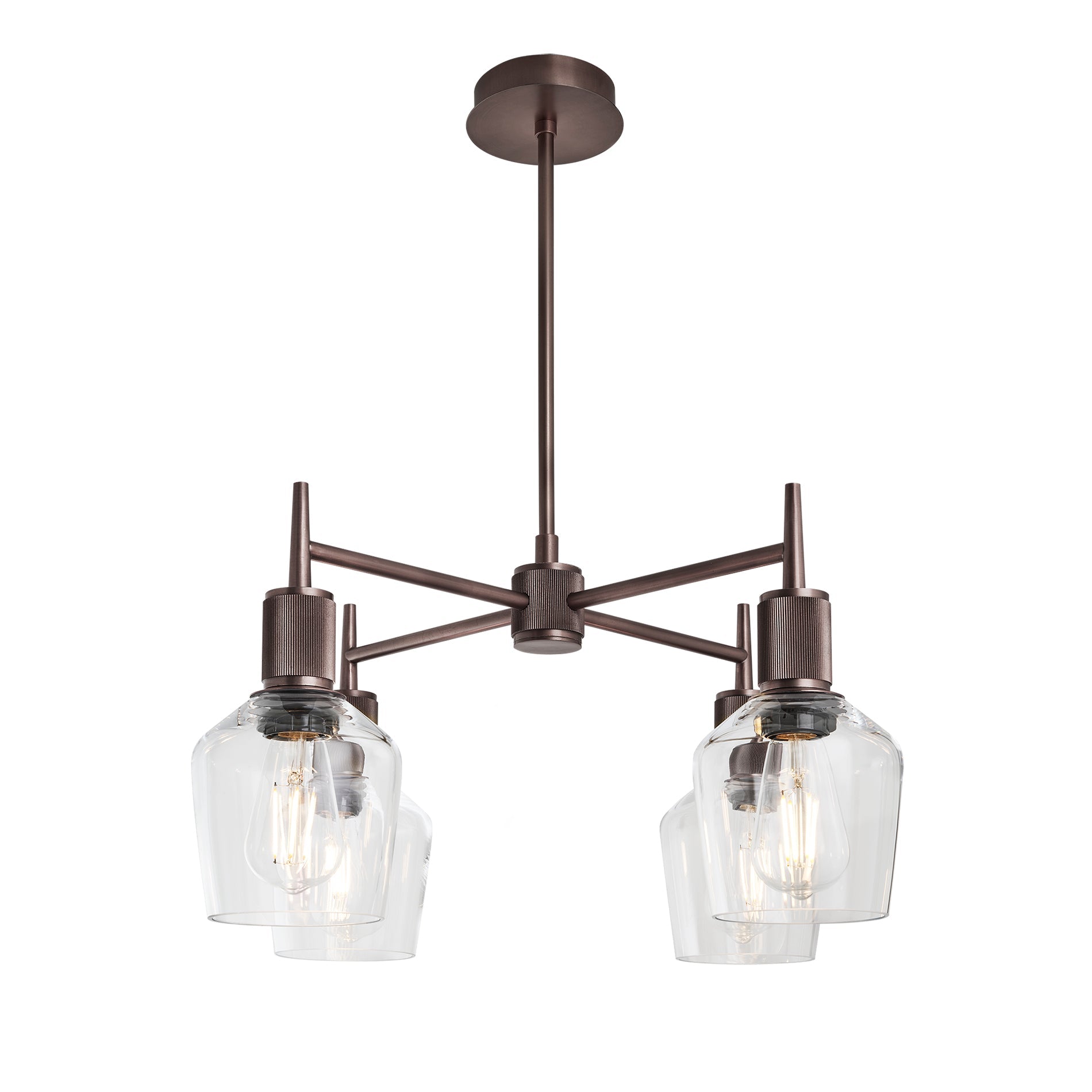 Henley 4 Arm Pendant Light -  Glass Schoolhouse 5.5 Inch