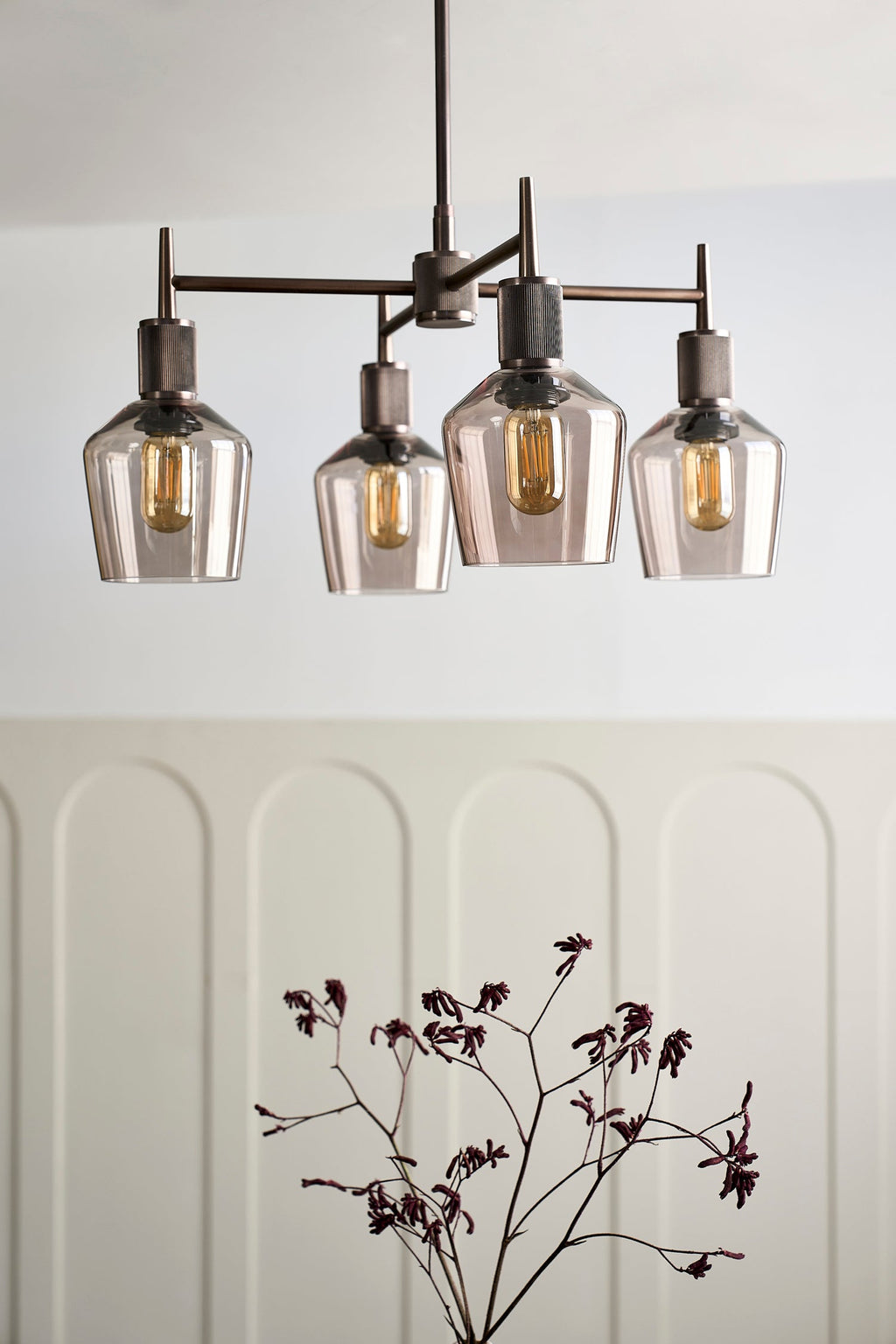 Henley 4 Arm Pendant Light -  Glass Schoolhouse 5.5 Inch
