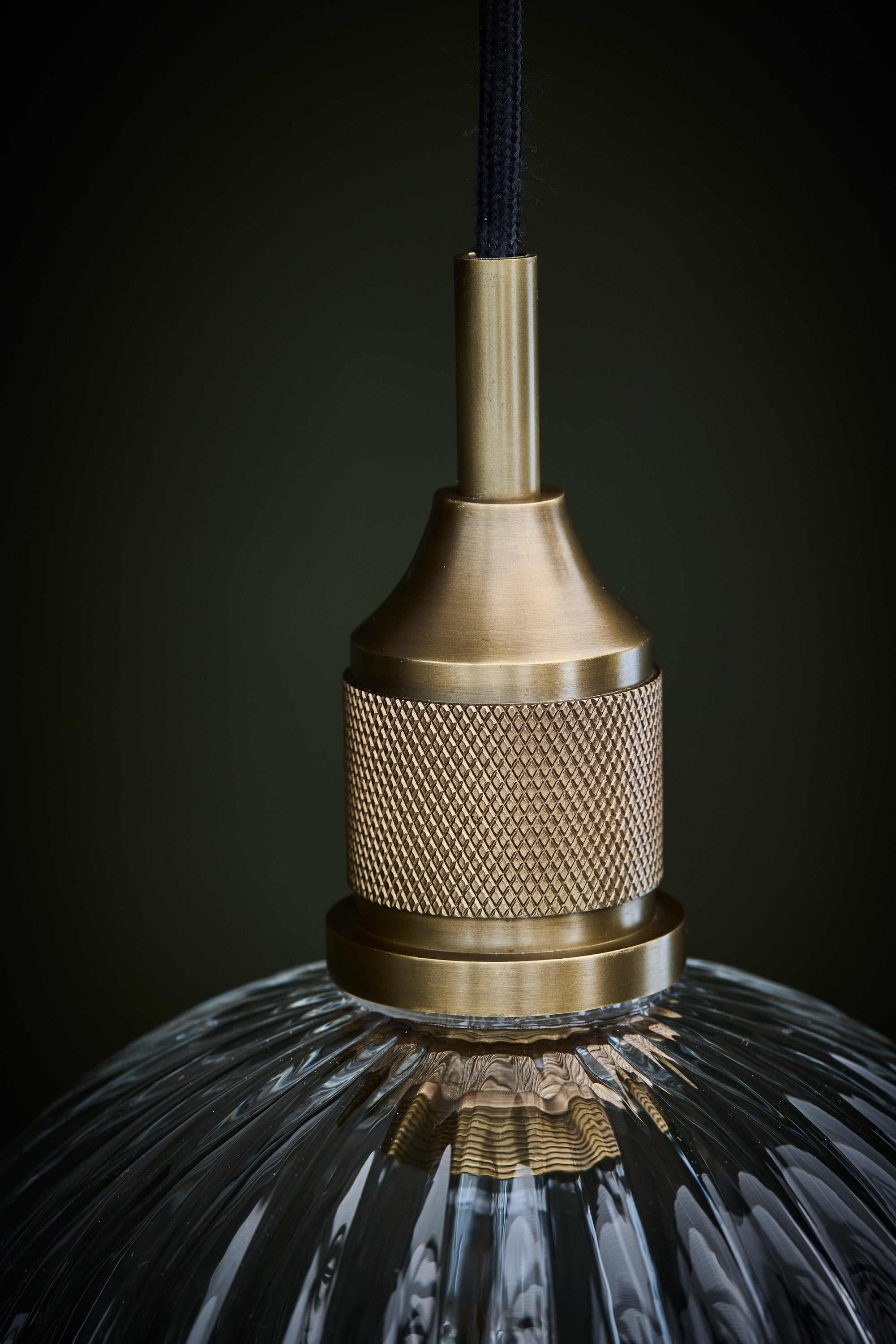 Noho Glass Ribbed Tulip Pendant Light - 9 Inch