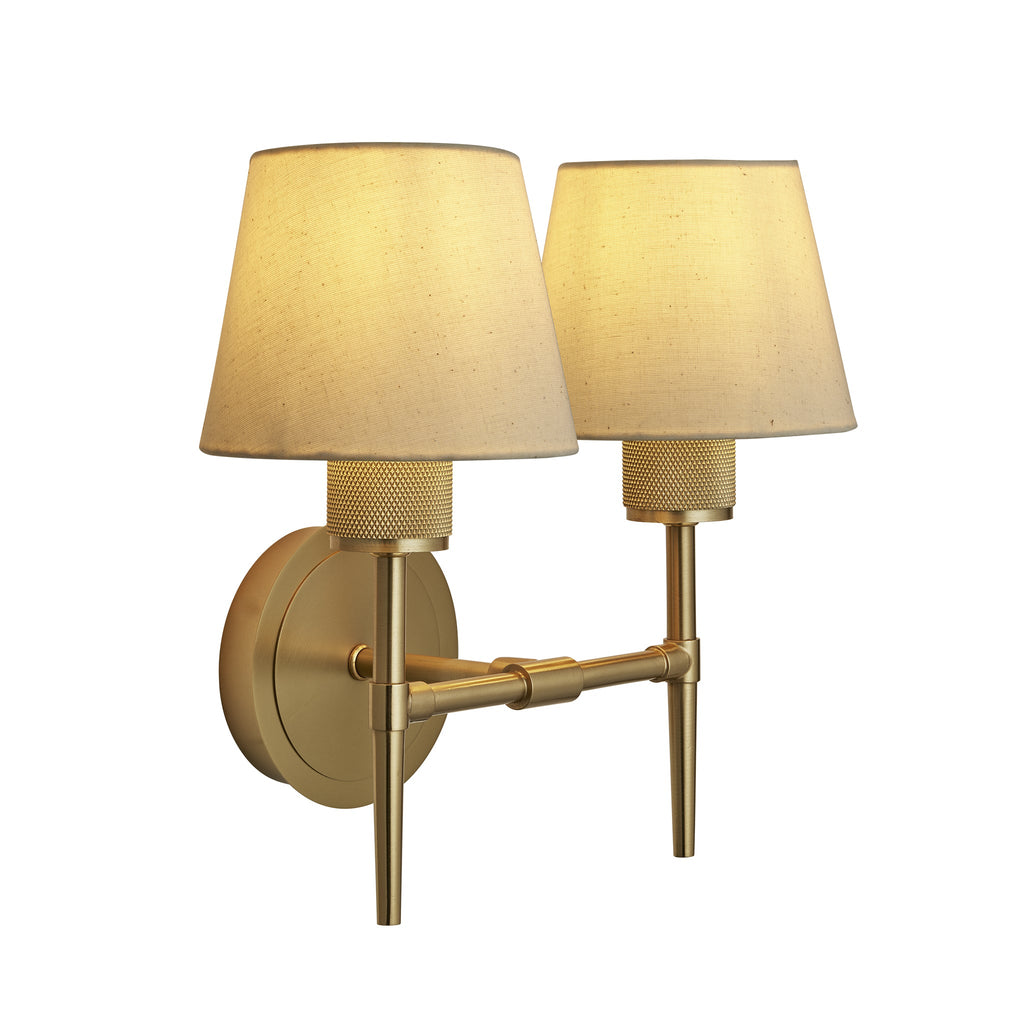 Knurled Empire Torch Double Wall Light - Light Natural Cotton