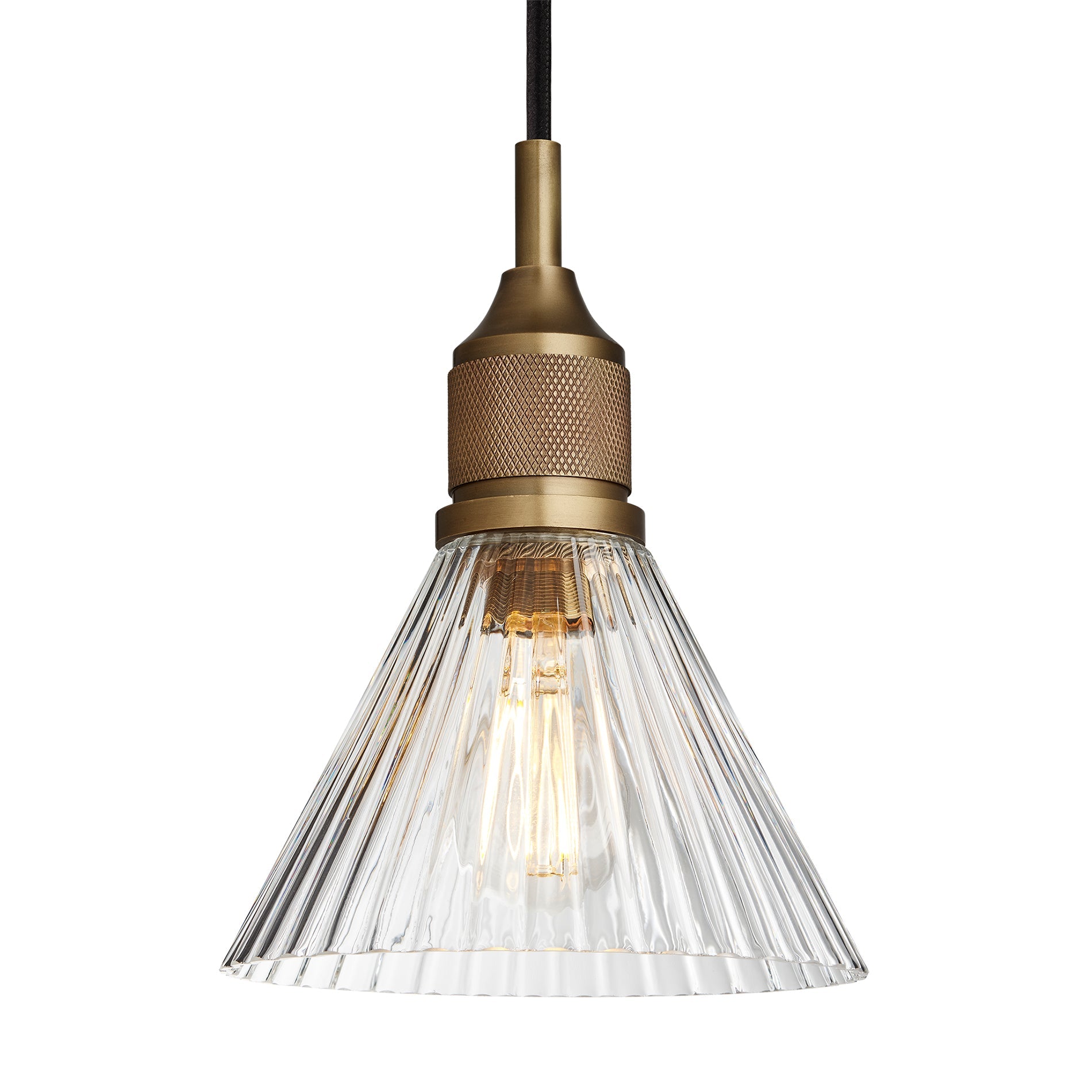 Noho Glass Ribbed Funnel Pendant Light - 7 Inch