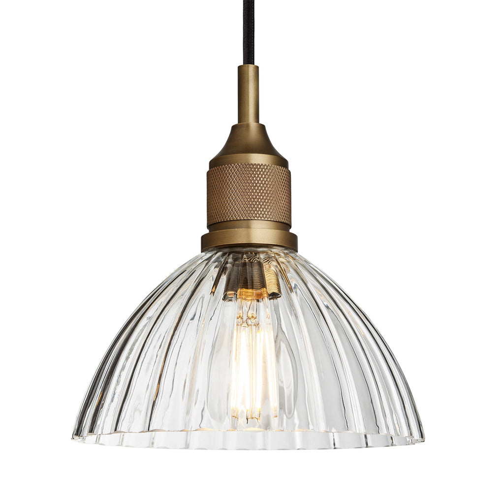 Noho Glass Ribbed Dome Pendant Light - 8 Inch