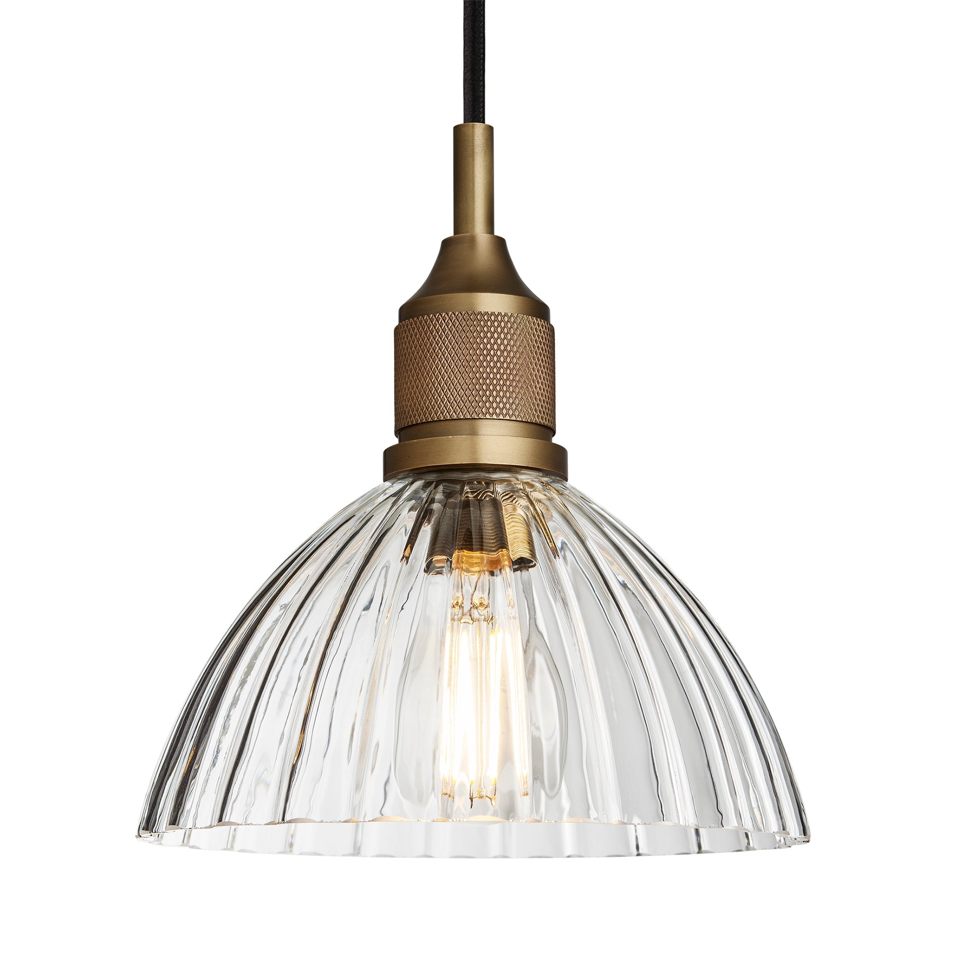 Noho Glass Ribbed Dome Pendant Light - 8 Inch