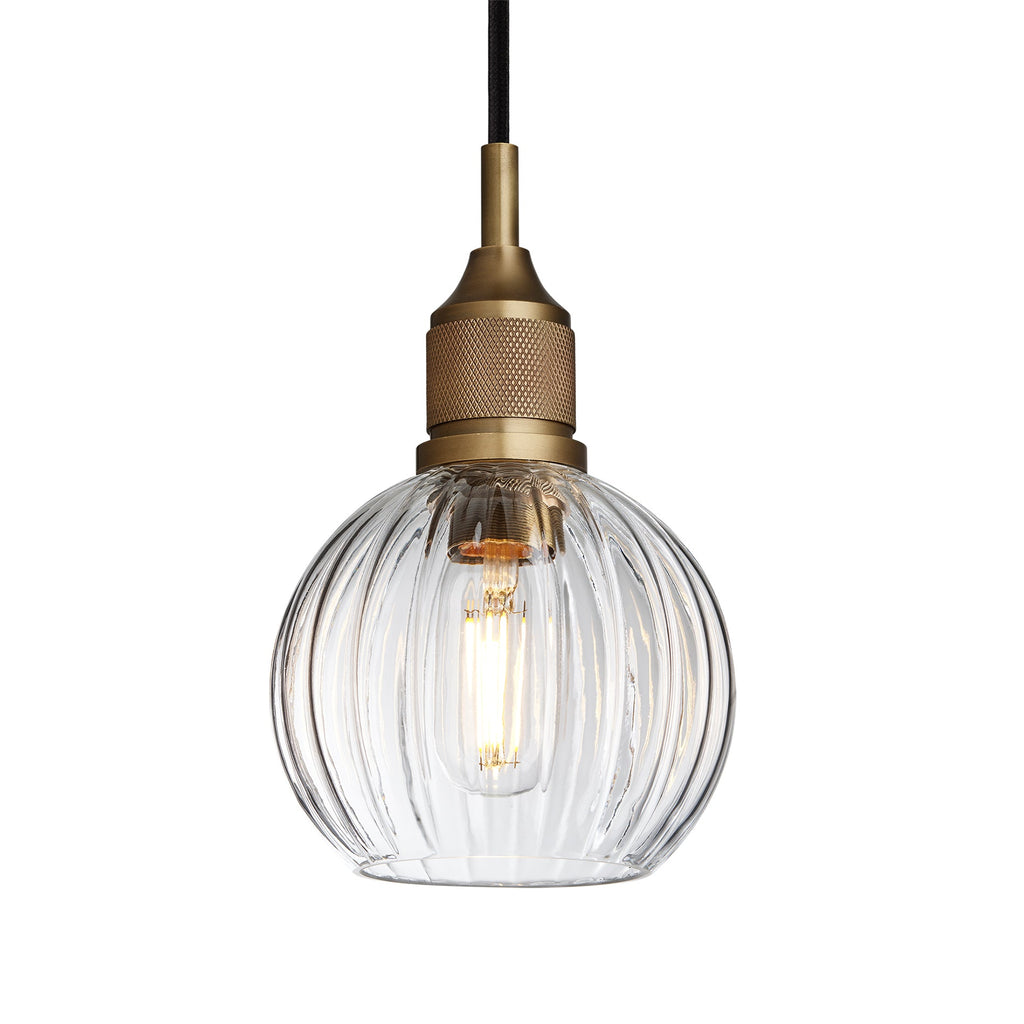Noho Glass Ribbed Globe Pendant Light - 6 Inch